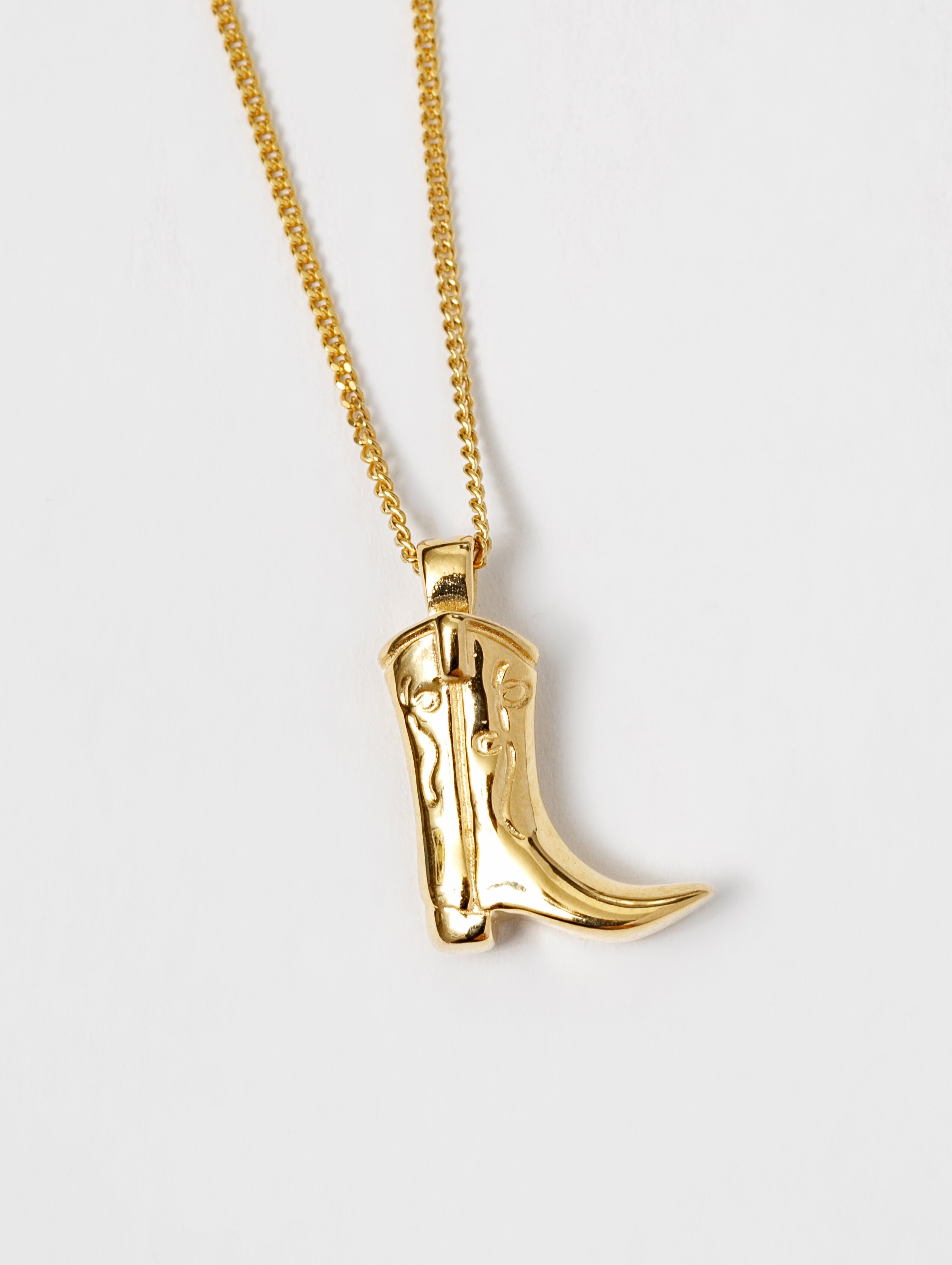 Wolf Circus Cowboy Boot Charm Necklace in 14k Gold Plated Boot