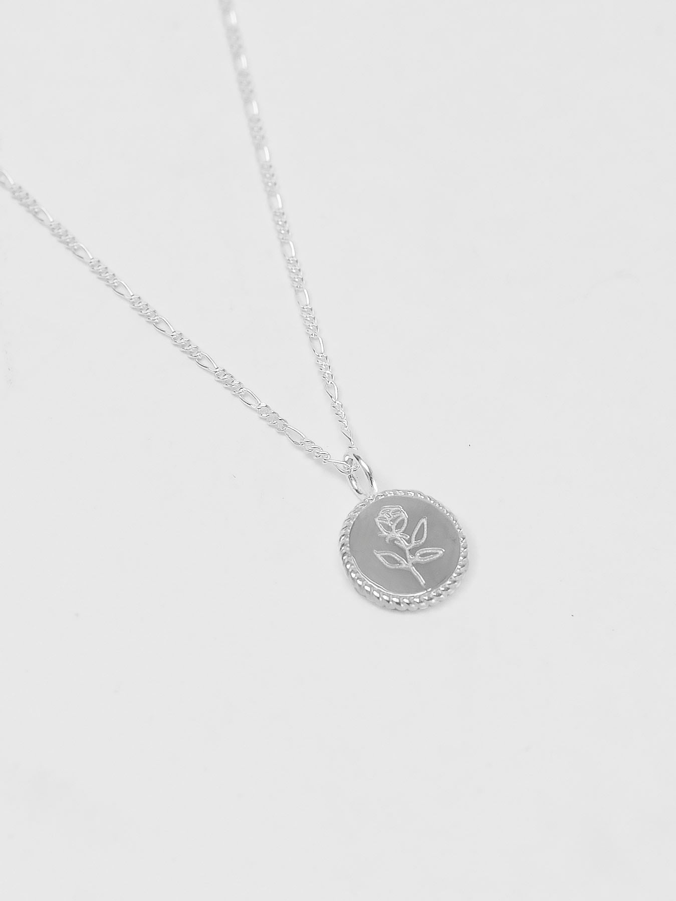 Mini Rose Coin Charm Necklace in Sterling Silver – WOLF