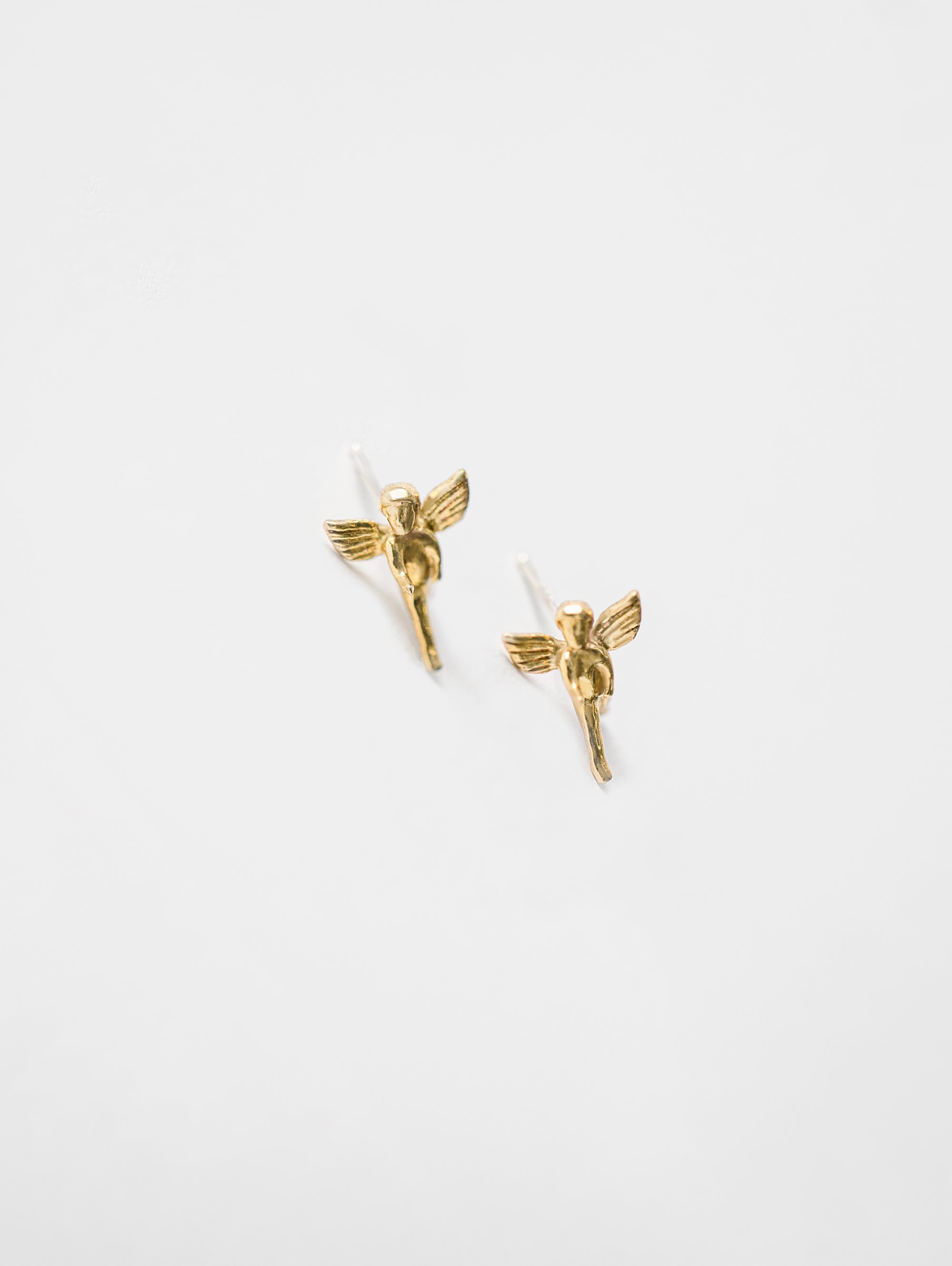 Wolf Circus Cherub Angel Charm Stud Earrings in Gold-Earrings-wolfcircus.com