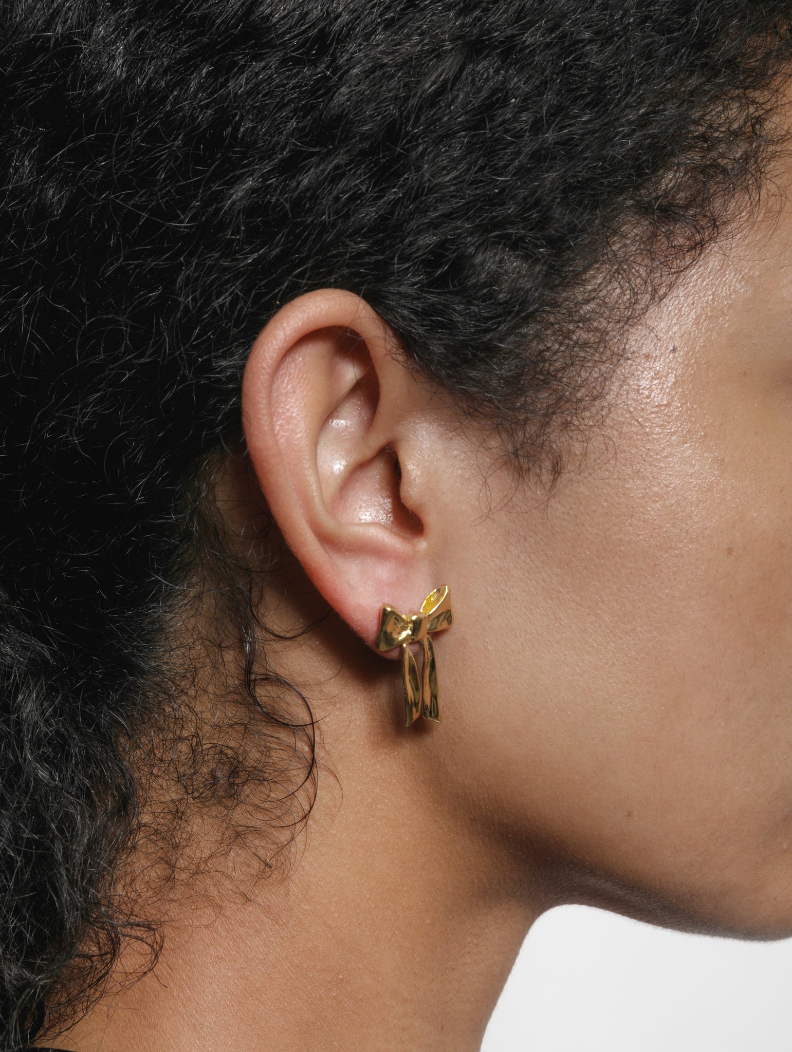 Wolf Circus Bold Oversized Textured Bow Stud in 14k Gold Plated Brass | Ruby Earrings in Gold-Earrings-wolfcircus.com