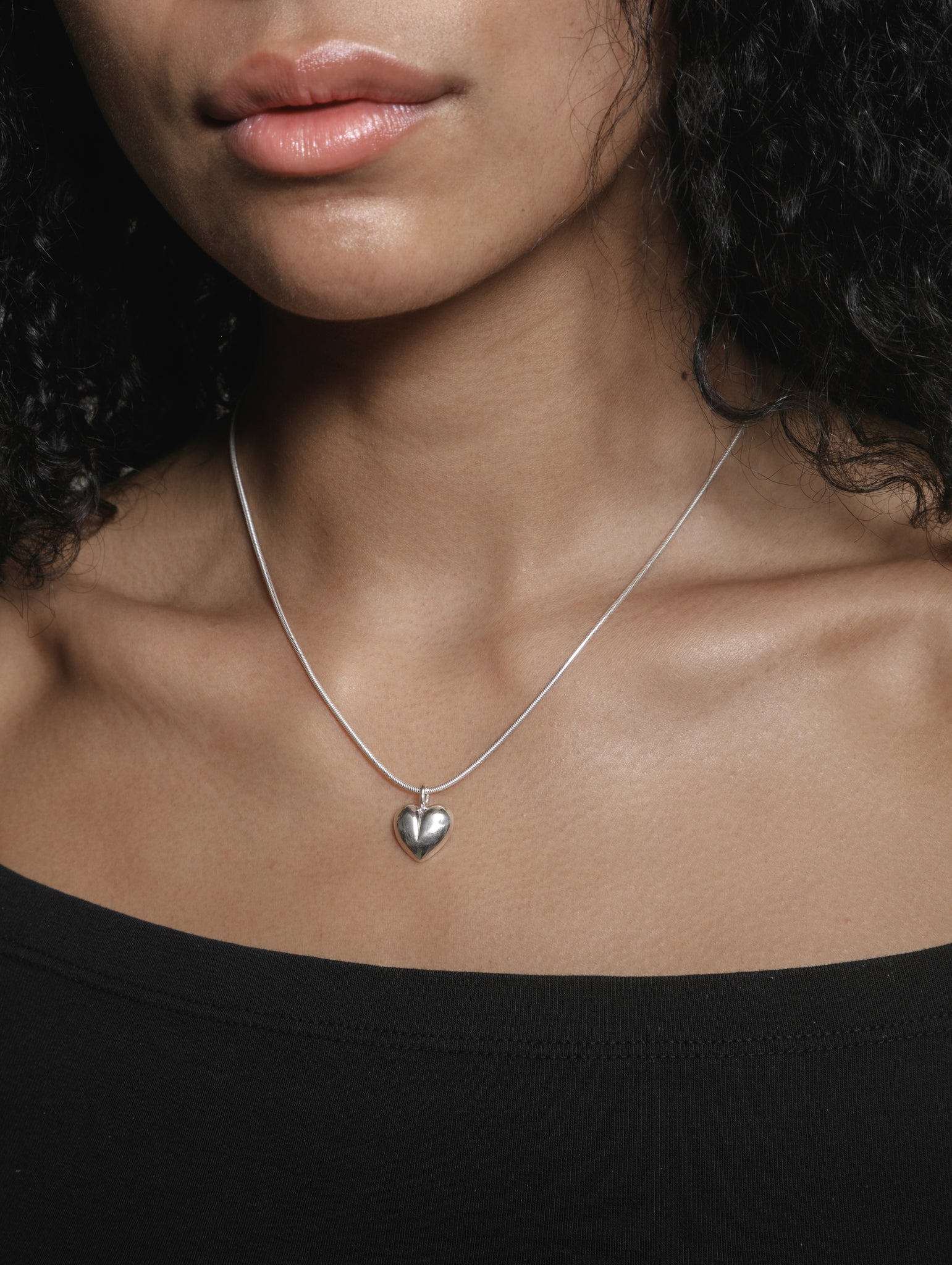 Wolf Circus Minimal Bubble Heart Charm Necklace in 925 Sterling Silver | Charlotte Necklace in Sterling Silver-Necklaces-wolfcircus.com
