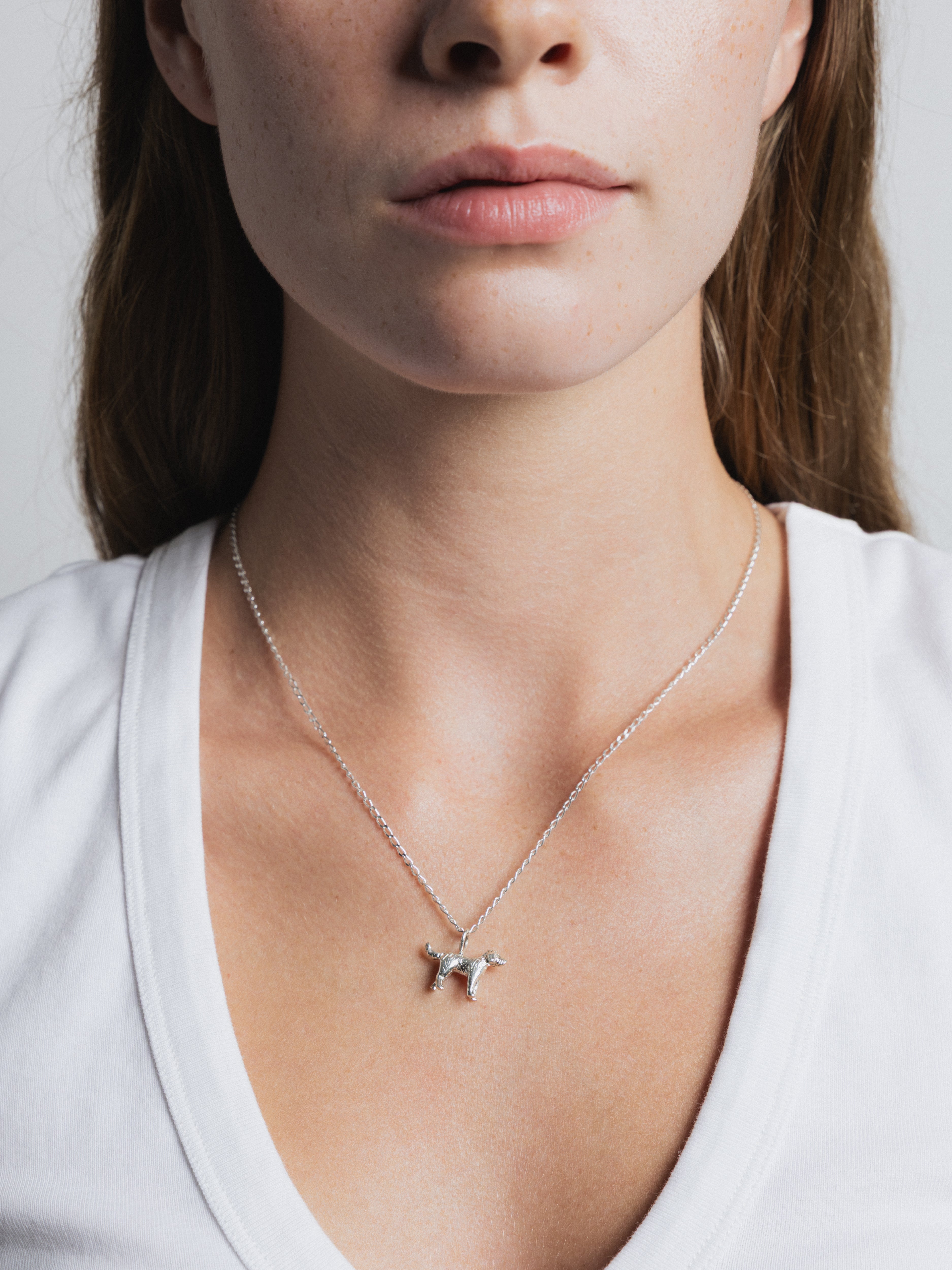 Wolf Circus Puppy Dog Charm Necklace in 925 Sterling Silver-Necklaces-wolfcircus.com
