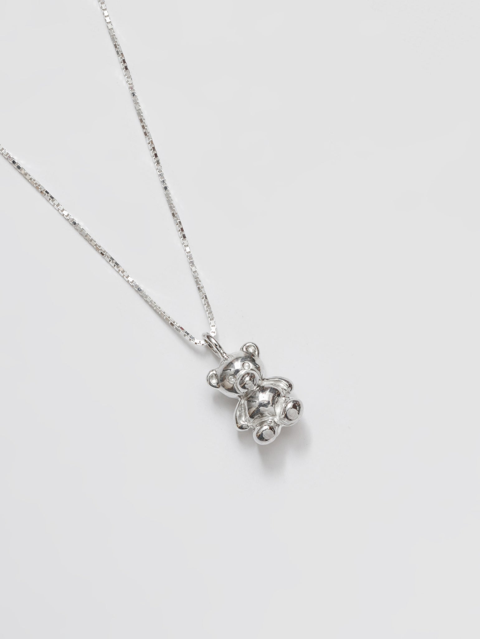Teddy Bear Charm Necklace in Sterling Silver