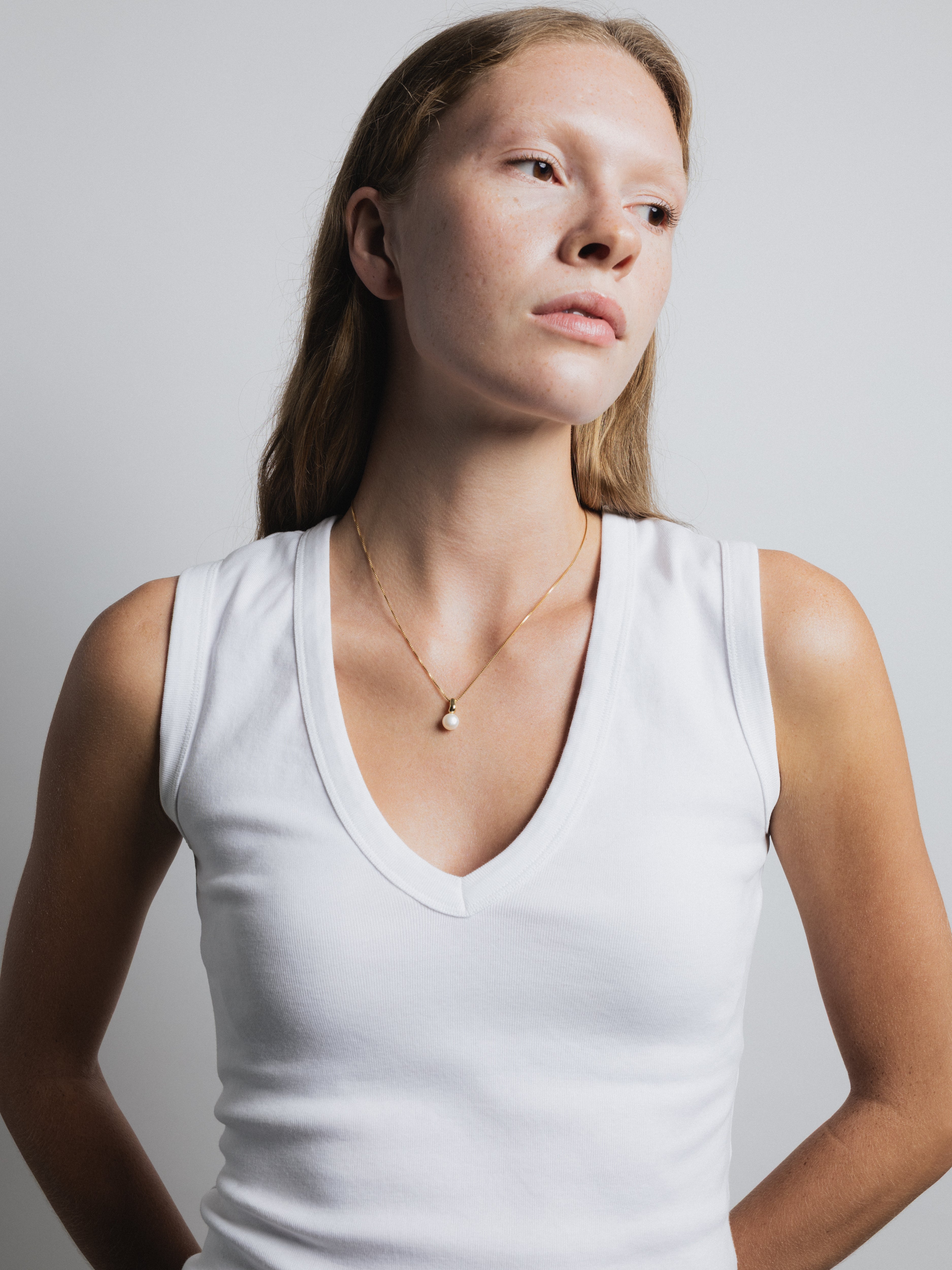 Wolf Circus Timeless Pearl Pendant Necklace in 14k Gold Plated Bronze | Emmy Necklace in Gold-Necklaces-wolfcircus.com