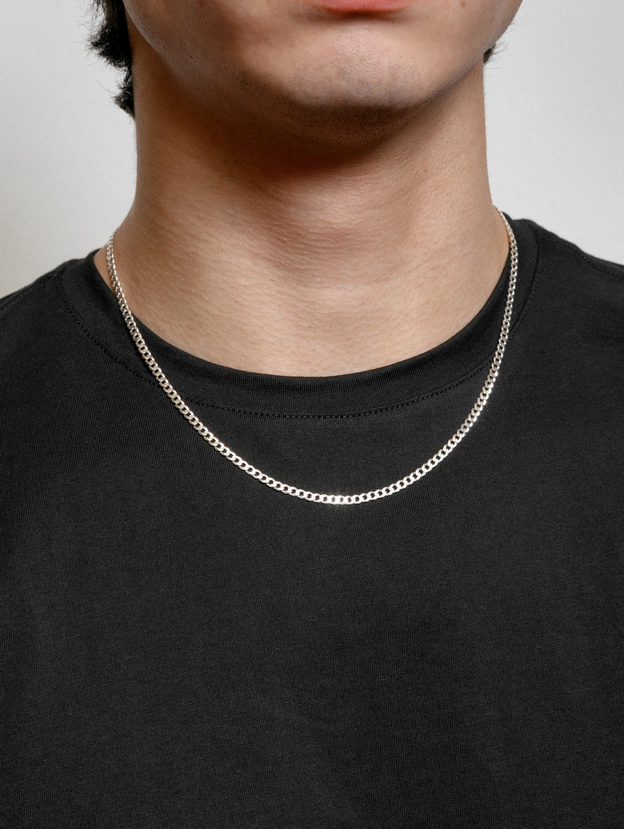Wolf Circus Unisex Men's Curb Chain Necklace Sterling Silver Diamond Cut | Liam Necklace in Sterling Silver-Necklaces-wolfcircus.com