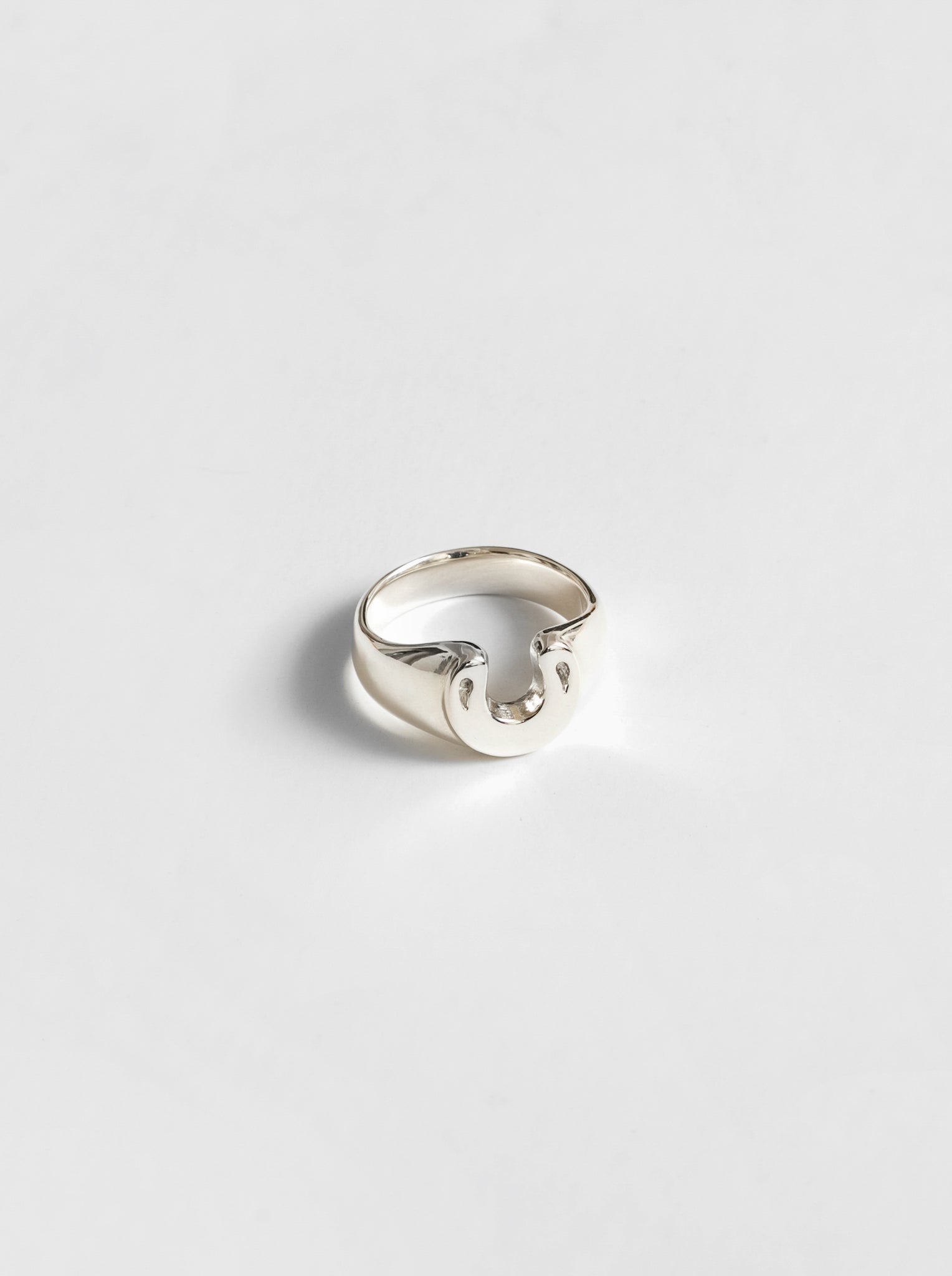Wolf Circus Horseshoe Ring in Sterling Silver | Horseshoe Shaped Signet | Recycled Materials-Rings-wolfcircus.com