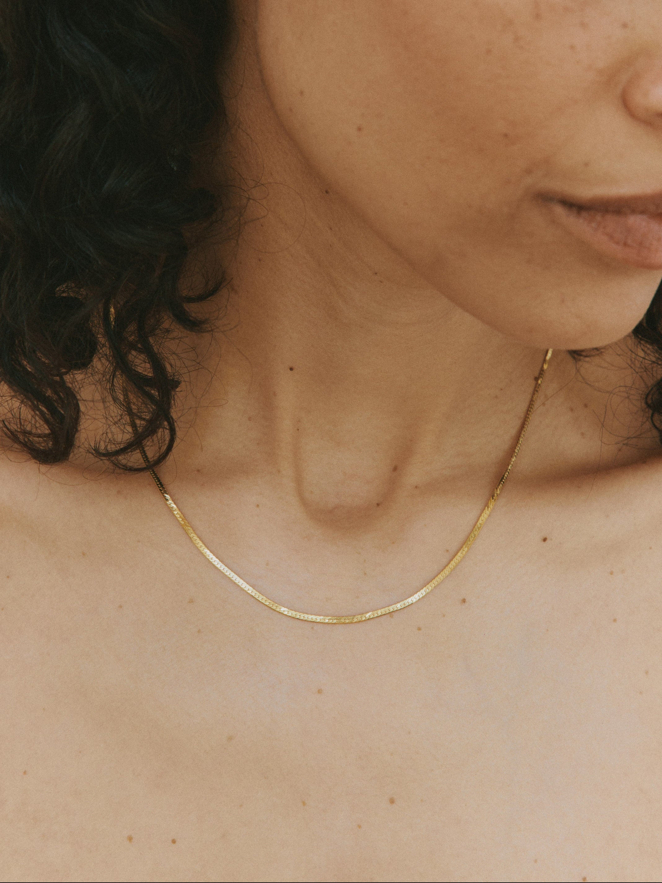 Wolf Circus Minimalist Layering Snake Chain in 14k Gold Vermeil | Thin Herringbone Chain in Gold-Necklaces-wolfcircus.com