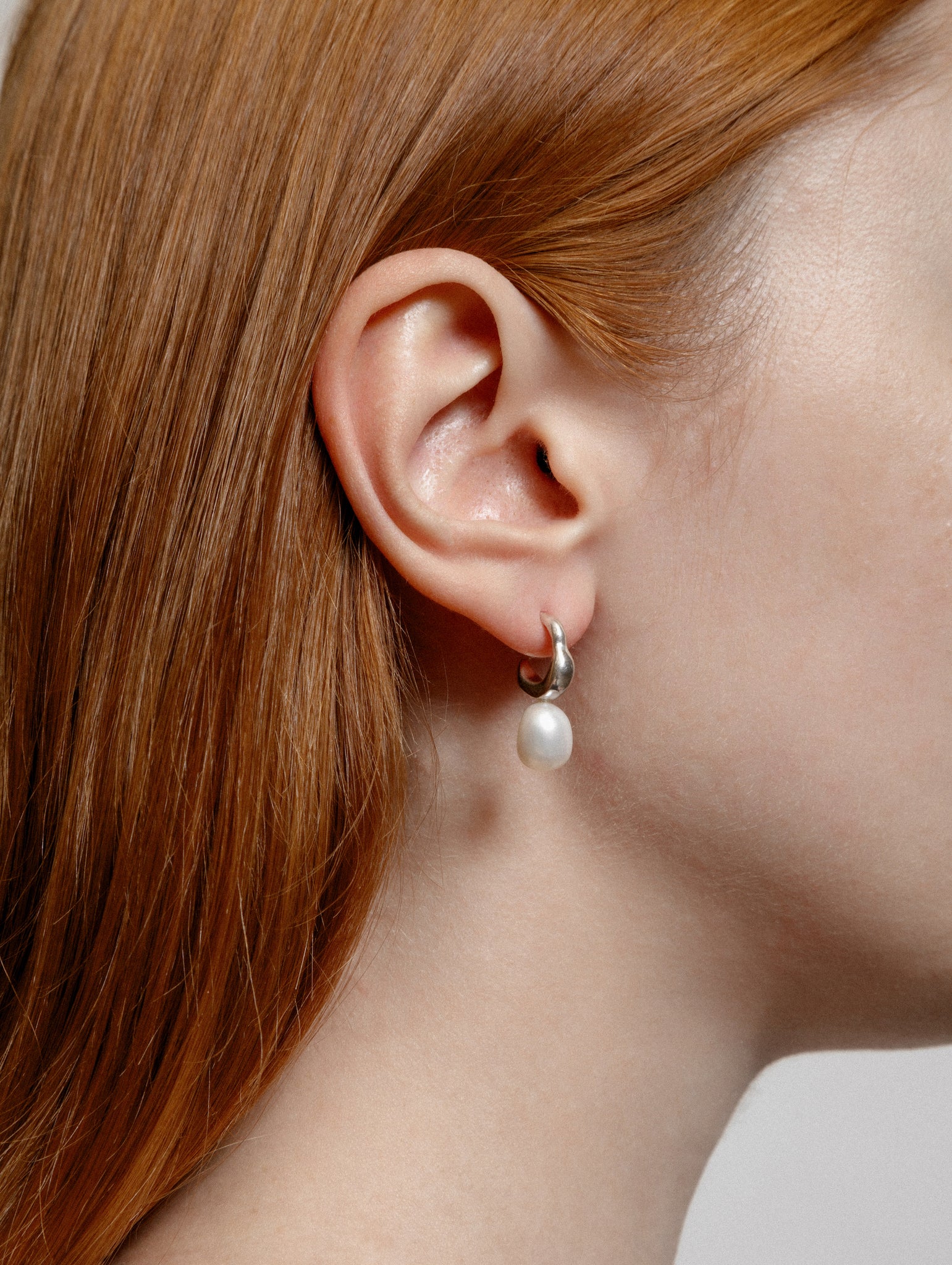Wolf Circus Classic Pearl Hoop Stud in 925 Sterling Silver | Emmy Earring in Sterling Silver-Earrings-wolfcircus.com