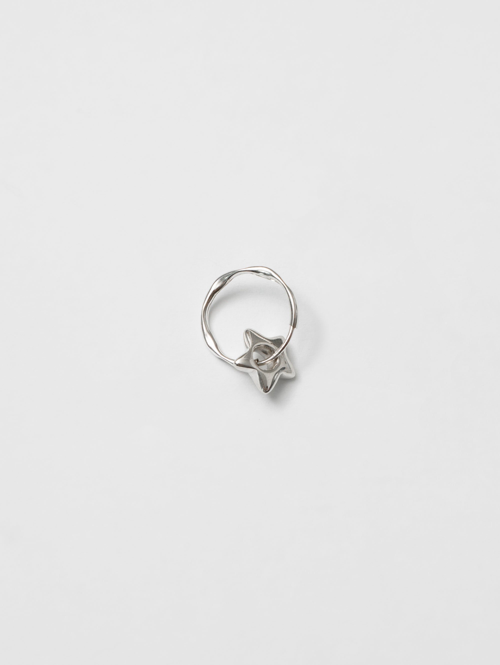 Wolf Circus Minimal Single Unisex Men's Miniature Star Charm Seamless Hoop Individual 925 Sterling Silver | Star Charm Hoop in Sterling Silver (Single)-Earrings-wolfcircus.com