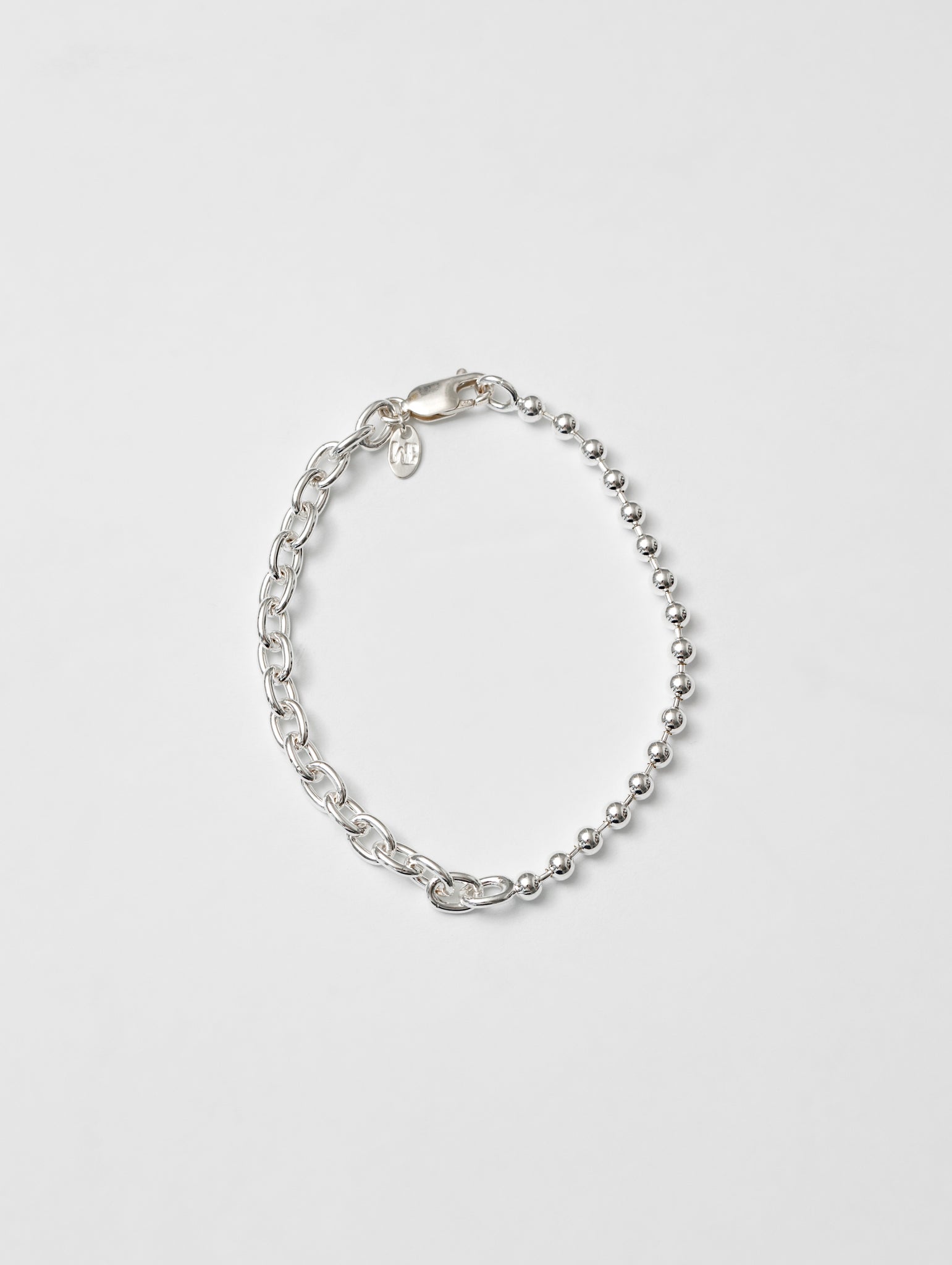 Wolf Circus Statement Unisex Combination Ball Oval Chain Link 925 Sterling Silver Bracelet | Noah Bracelet in Sterling Silver-Bracelets-wolfcircus.com