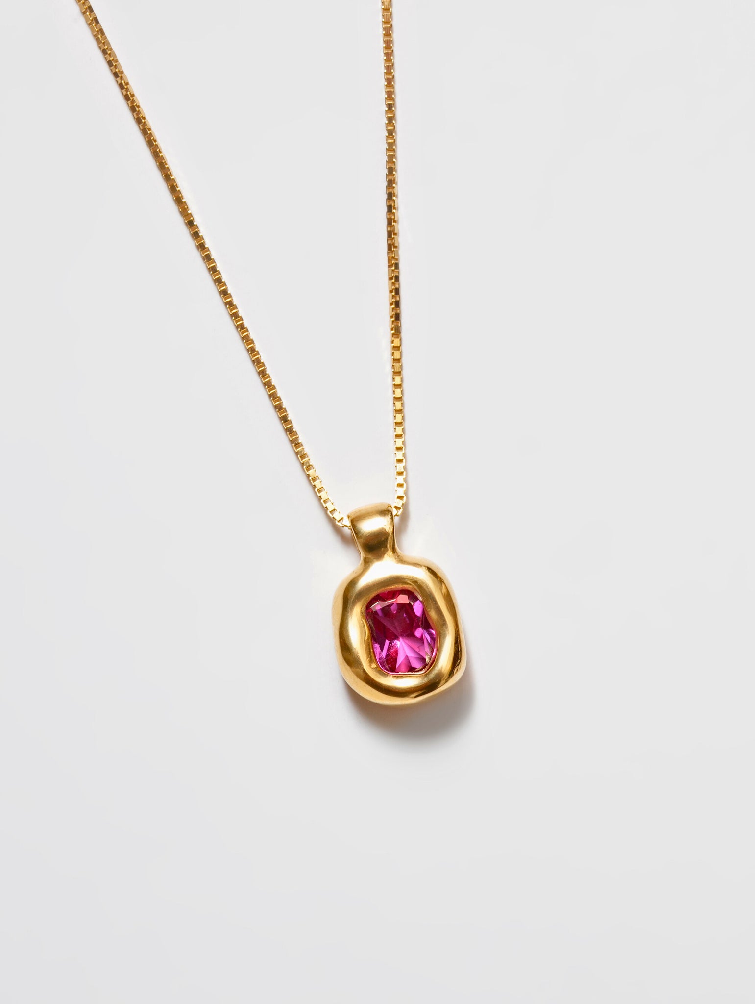 Wolf Circus Pink Gemstone Pendant Necklace | Freya Necklace in Pink and Gold-Necklaces-wolfcircus.com