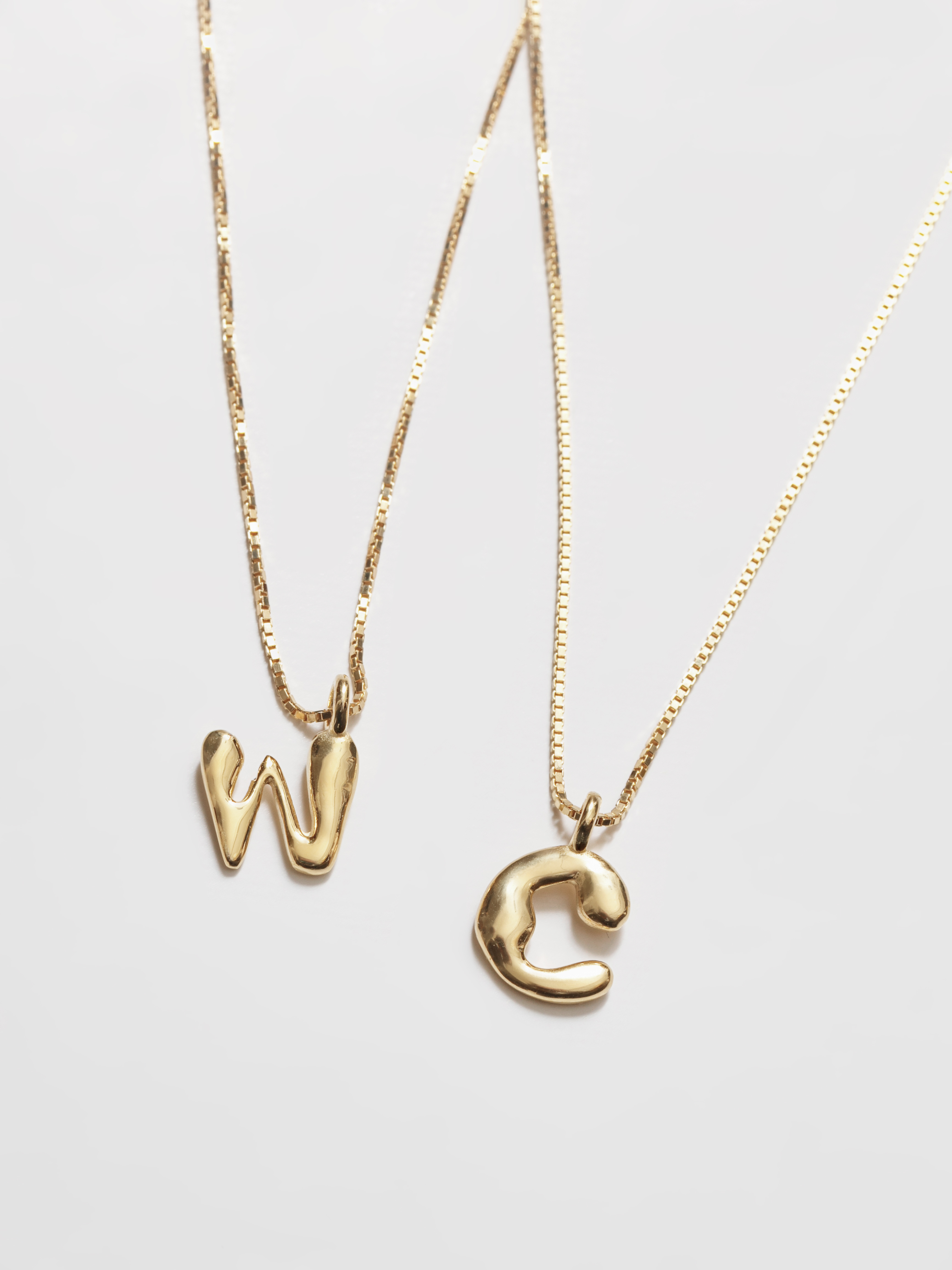 Wolf Circus Alphabet Initial Necklace 14k Solid Gold with Letter Charm-Necklaces-wolfcircus.com