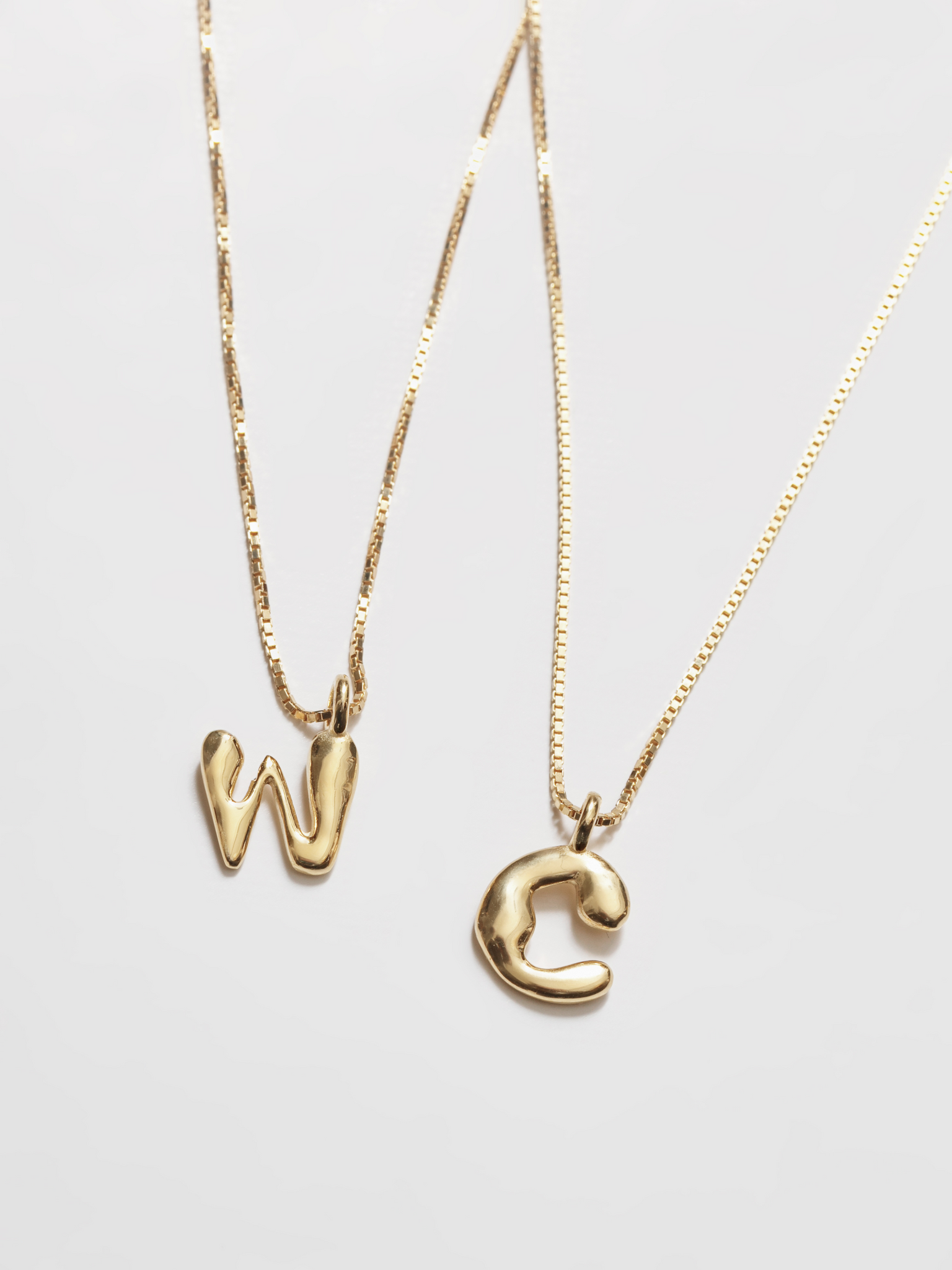 Wolf Circus Alphabet Initial Necklace 14k Solid Gold with Letter Charm-Necklaces-wolfcircus.com