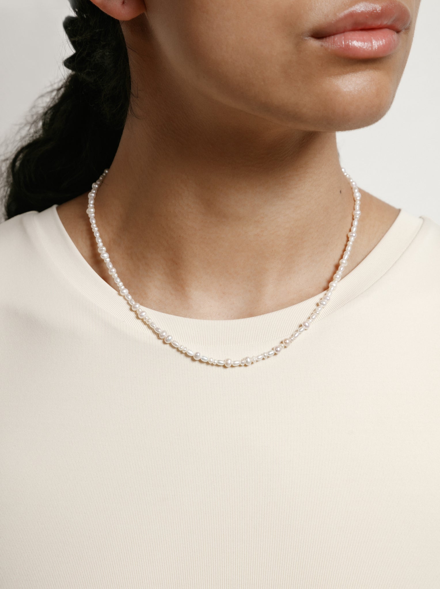 Wolf Circus-Wolf Circus Pearl Necklace | Miniature Freshwater Pearls with Gold Clasp | 4mm | Renata Pearl Necklace-