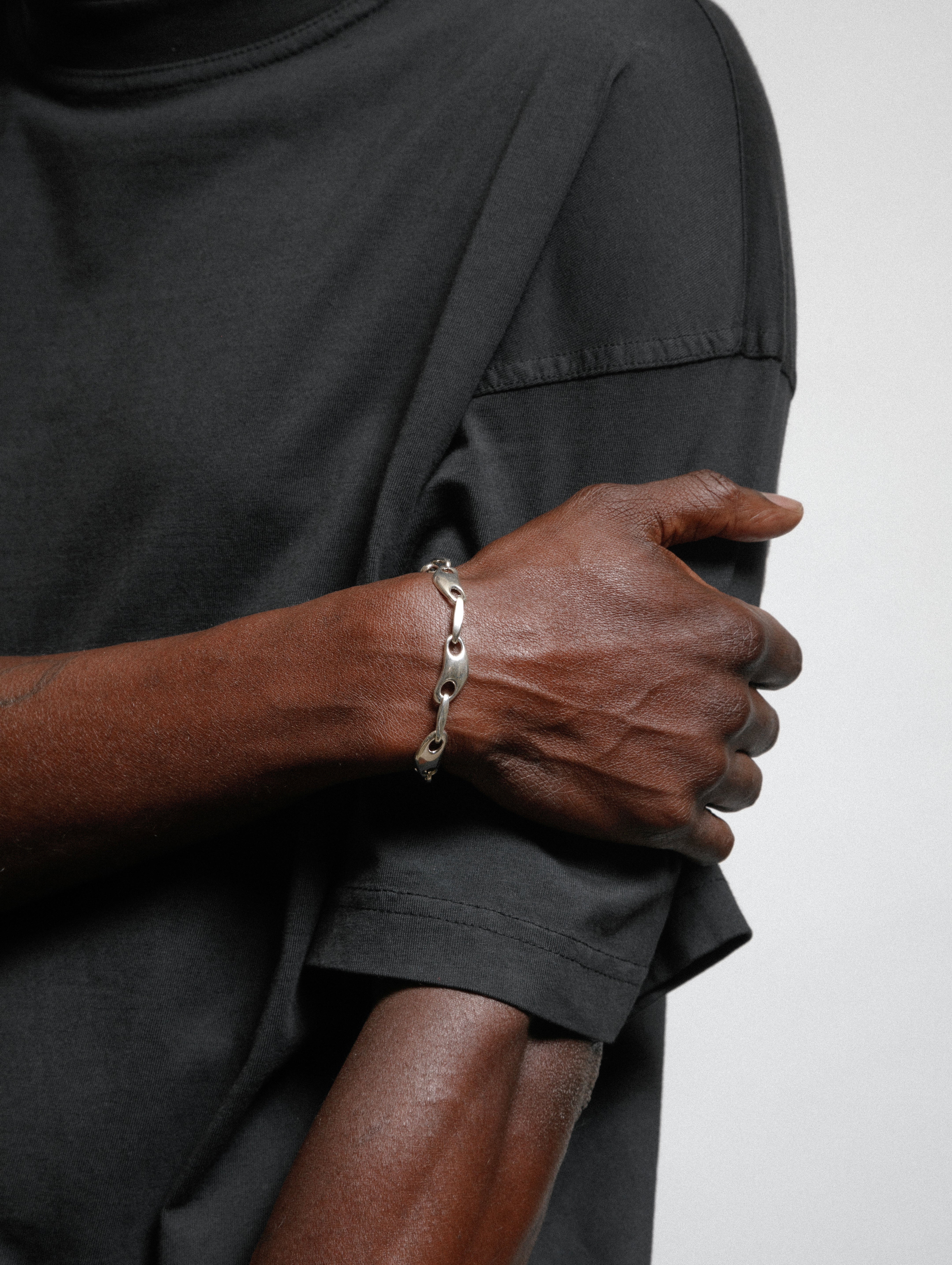 Wolf Circus Unisex Men's Link Chain Bracelet Sterling Silver | Handmade & Recycled Metals | River Bracelet in Sterling Silver-Bracelets-wolfcircus.com