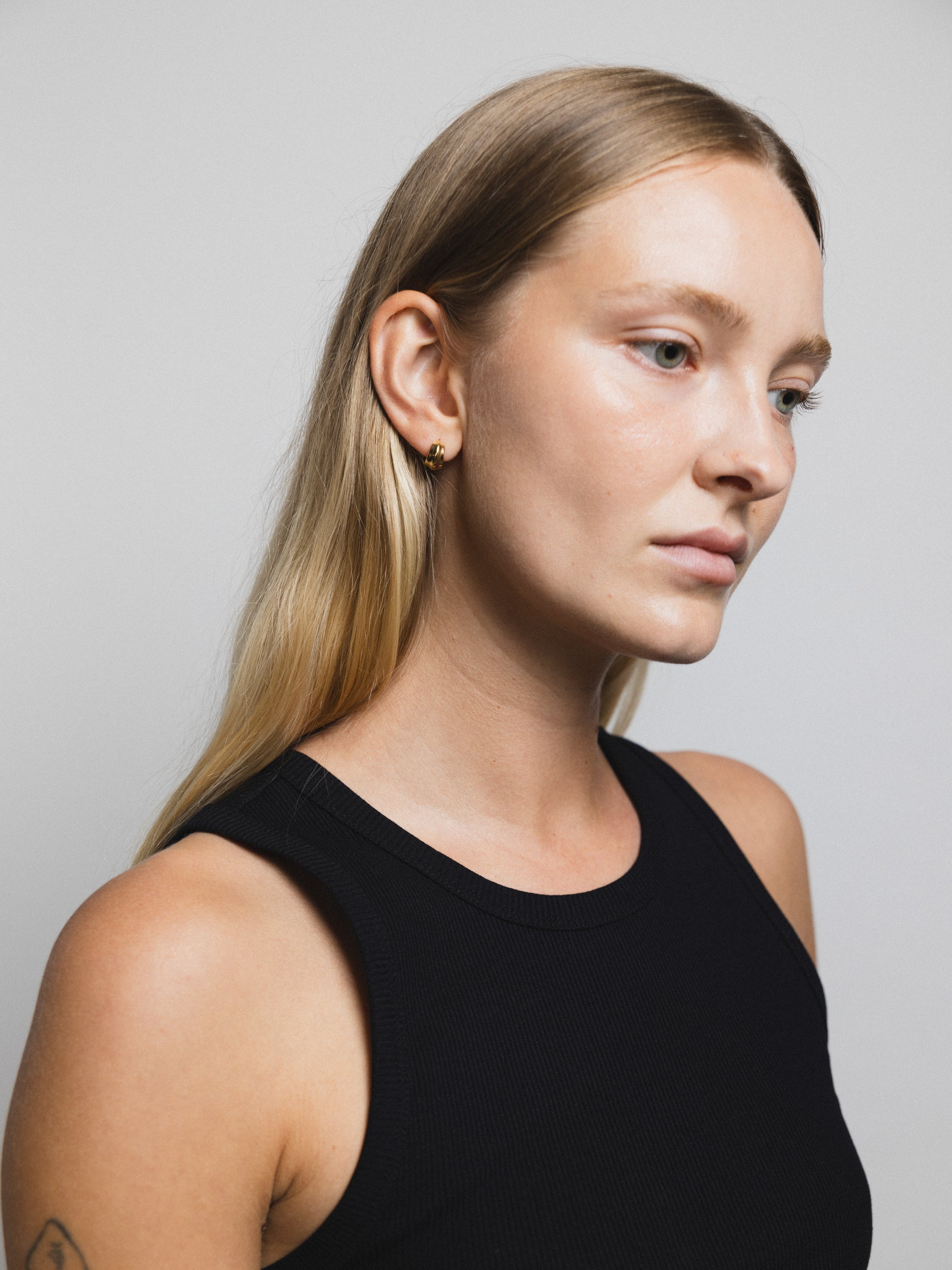 Wolf Circus Small Bodie Huggie Hoop Earrings in Gold-Earrings-wolfcircus.com