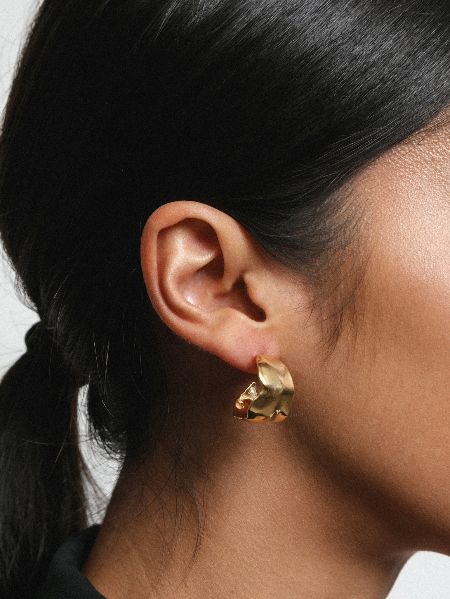 Wolf Circus Wide Organic Hoop Earrings 14k Gold Plated | Ciara Hoops in Gold-Earrings-wolfcircus.com