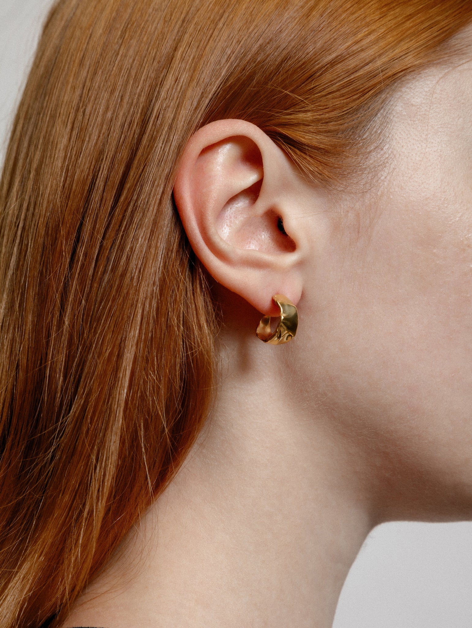 Wolf Circus Wide 14k Gold Organic Hoop Earrings | Small Ciara Earrings in Gold-Earrings-wolfcircus.com