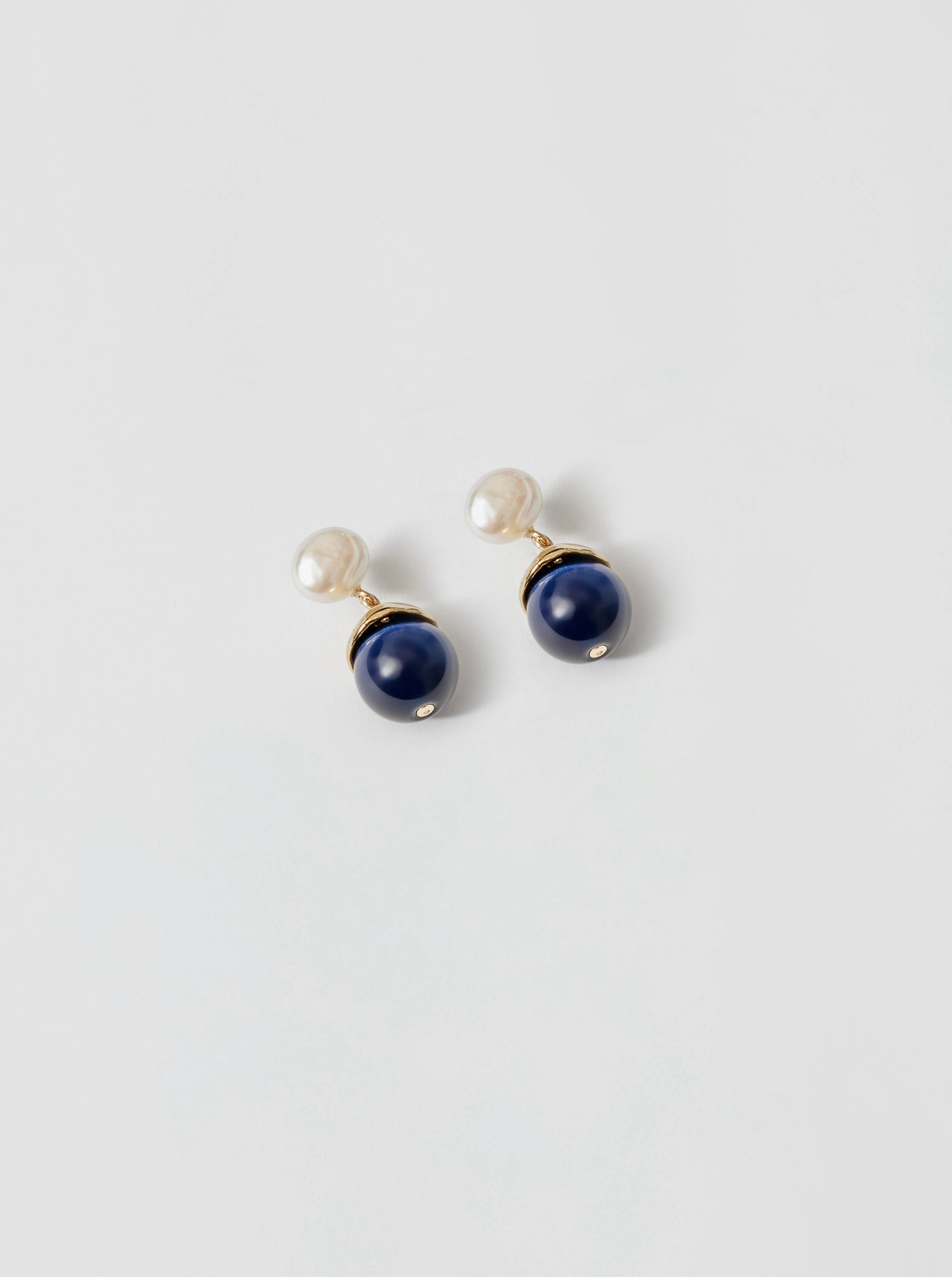 Wolf Circus-Wolf Circus Pearl Drop Earrings w/ Blue Glass Bead in 14k Gold Plated | Maude Earrings-
