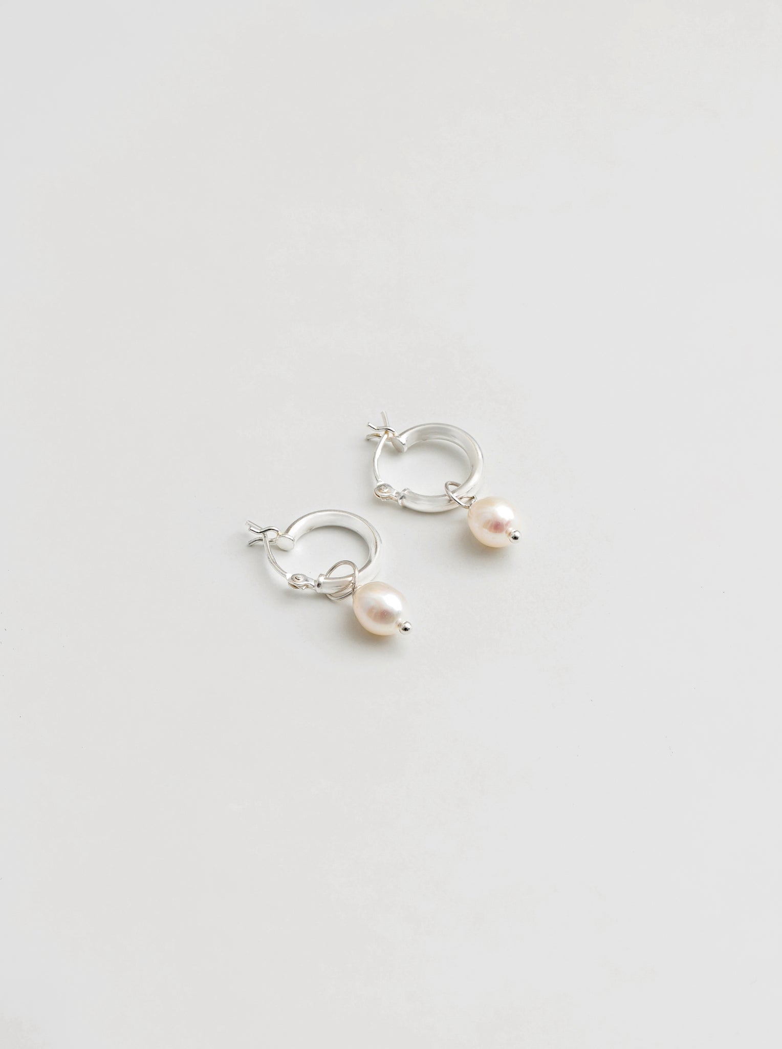 Small Pearl Hoops in Sterling Silver