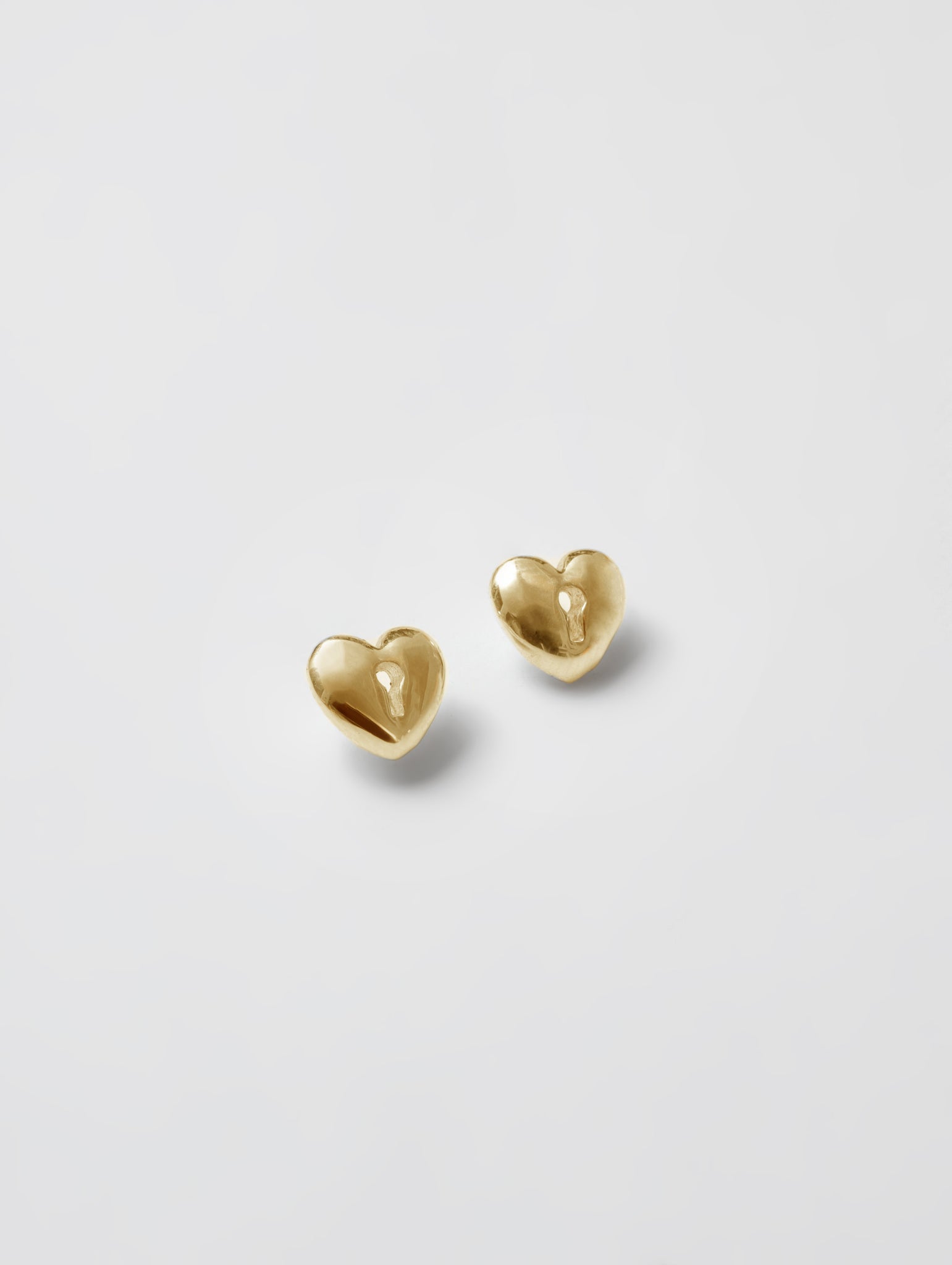 Wolf Circus Heart Lock Charm Stud Earrings in Gold-Earrings-wolfcircus.com