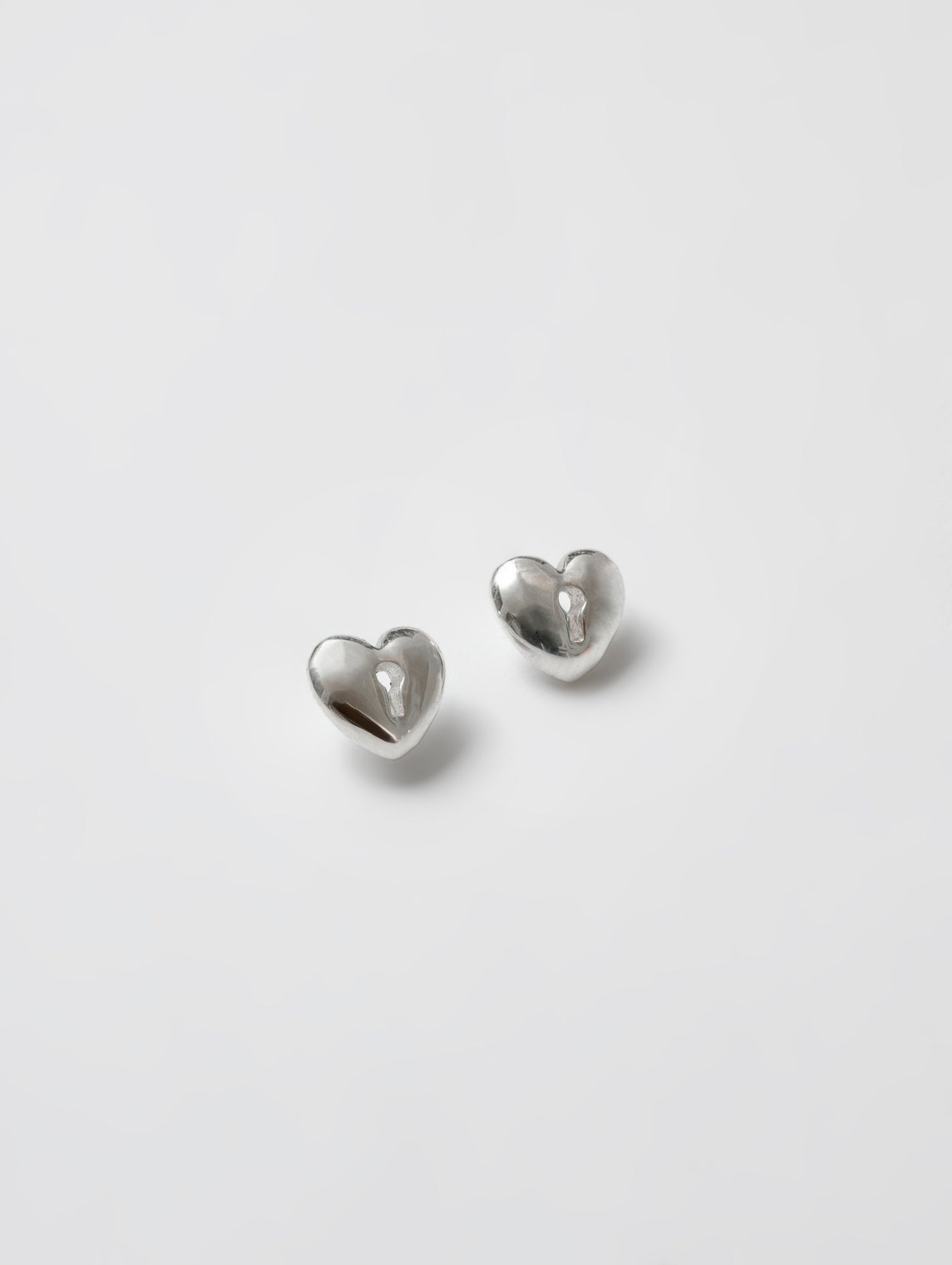 Heart Lock Charm Studs in Sterling Silver