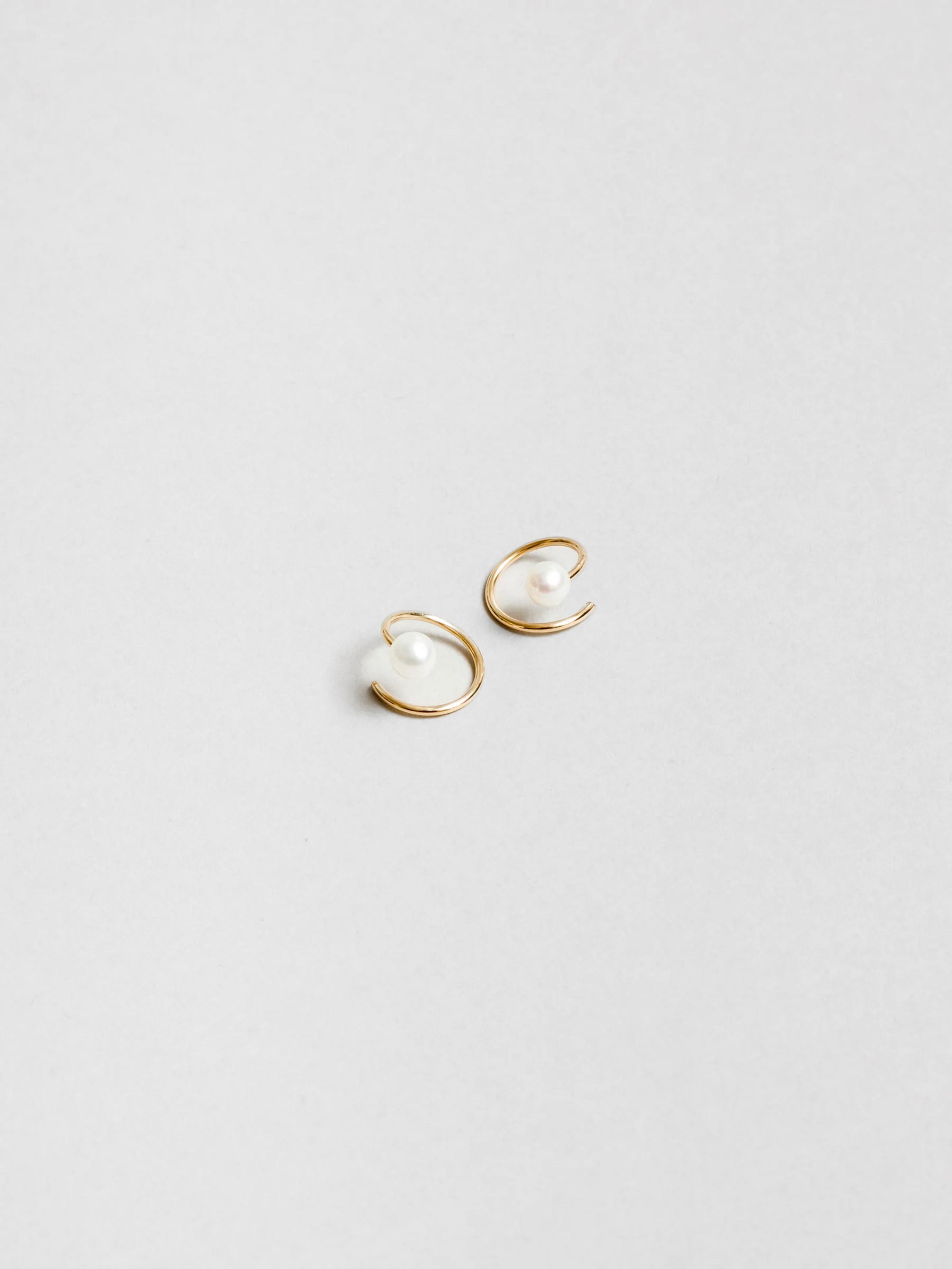 Wolf Circus Spiral Wire Earrings with Pearls | White Pearl Swirl Studs in Gold-Earrings-wolfcircus.com