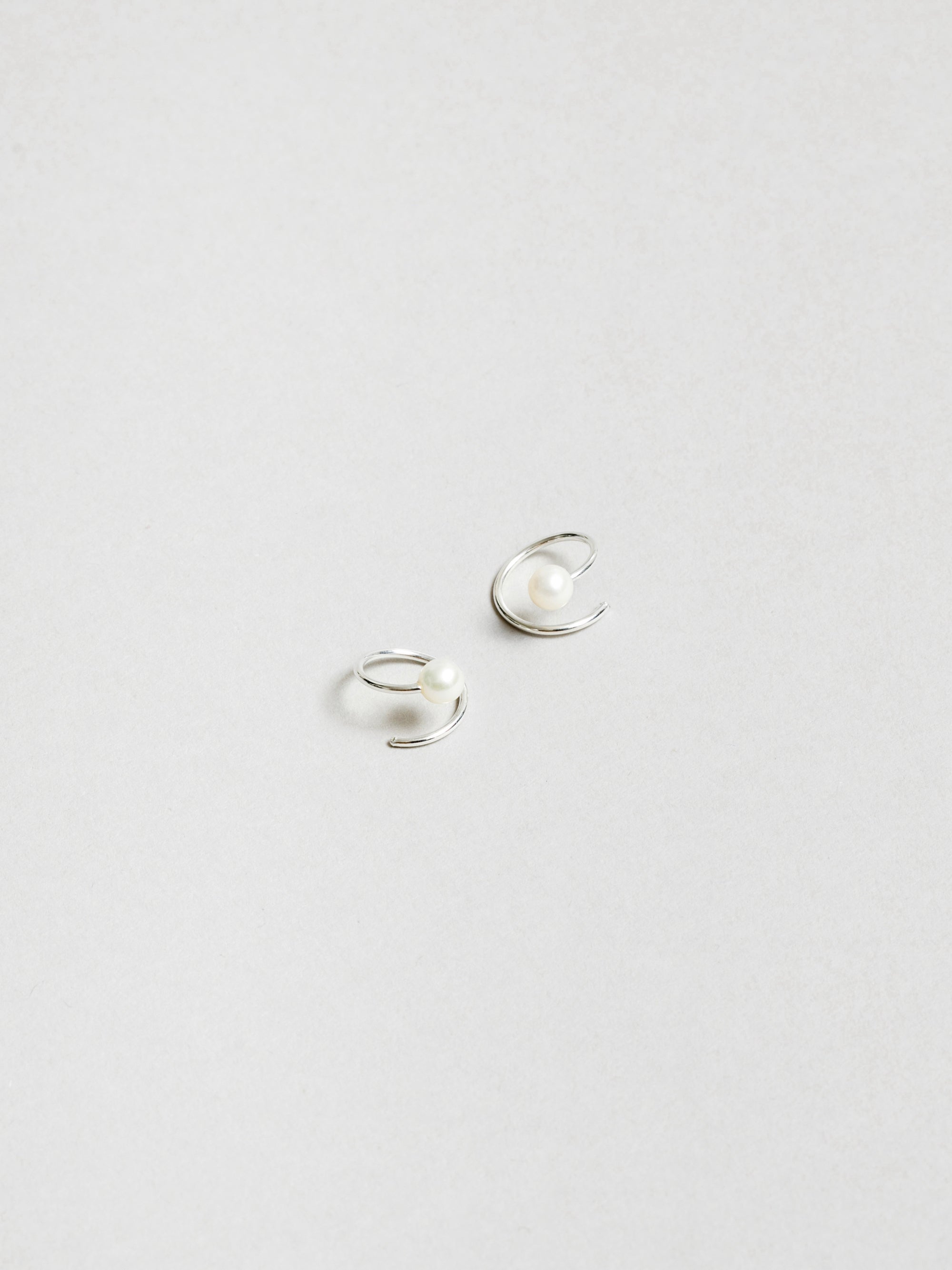 Wolf Circus Spiral Wire Earrings with Pearls | White Pearl Swirl Studs in Sterling Silver-Earrings-wolfcircus.com