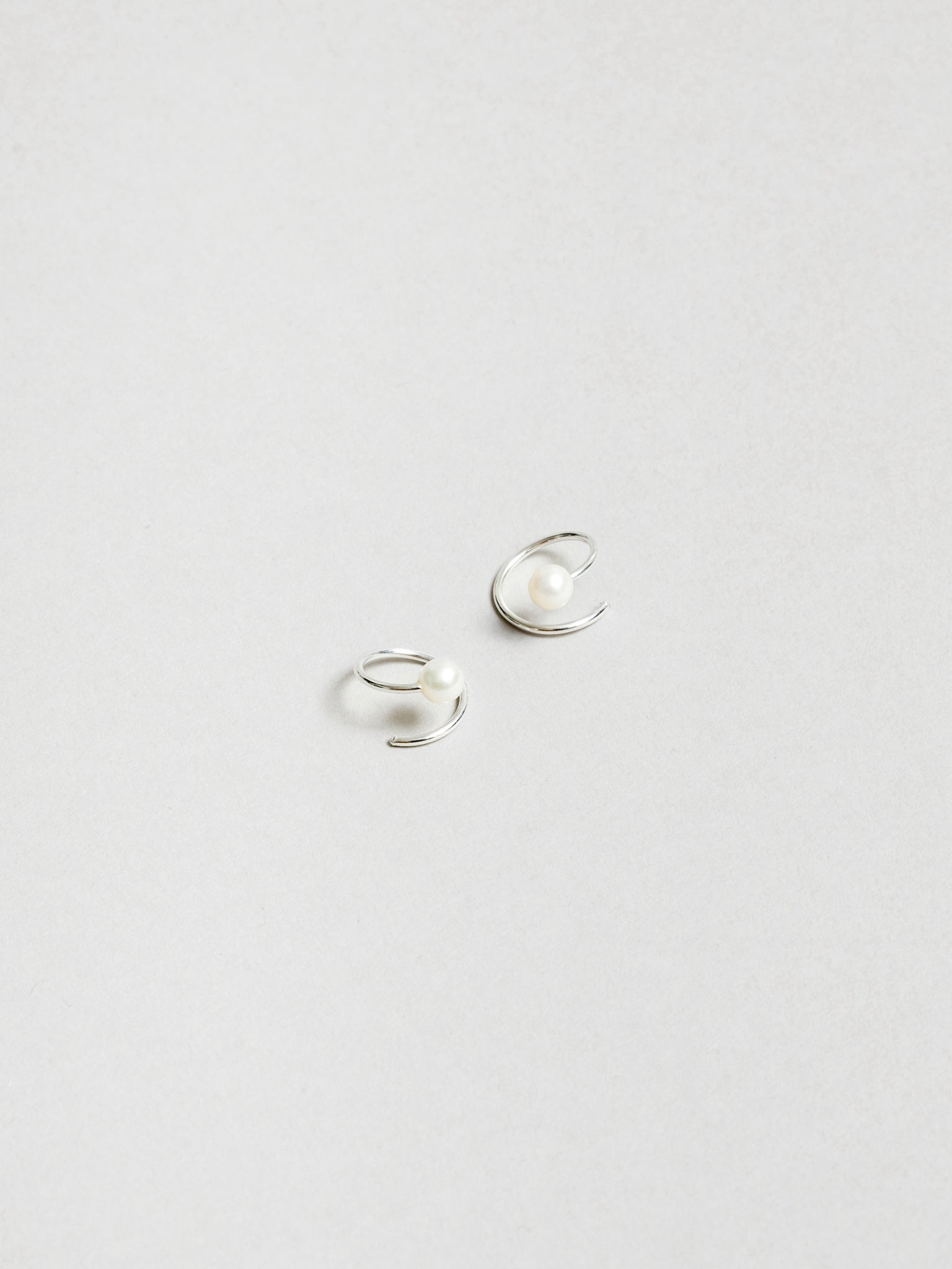 White Pearl Swirl Studs in Sterling Silver
