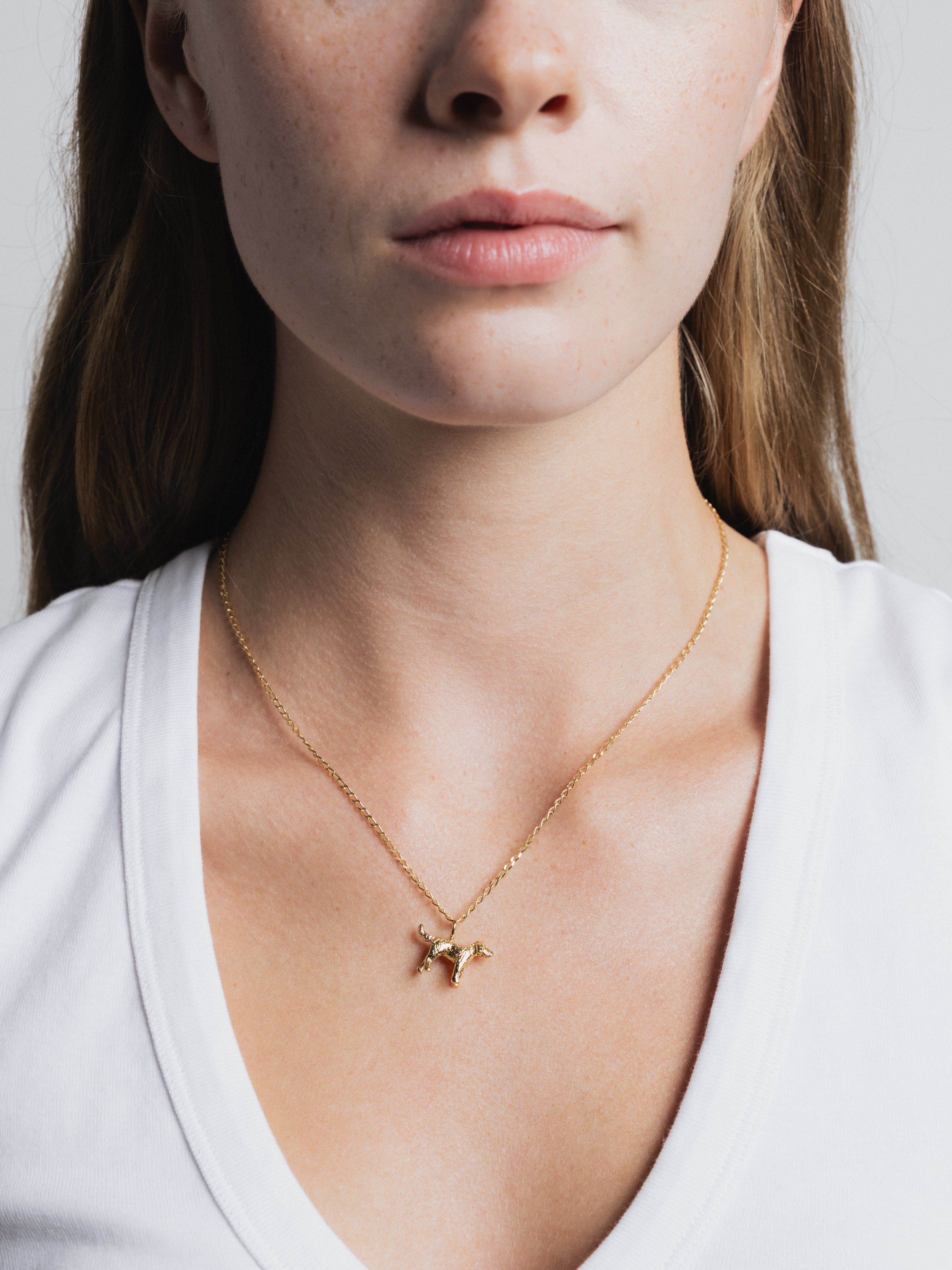 Wolf Circus Puppy Dog Charm Pendant Necklace in Gold