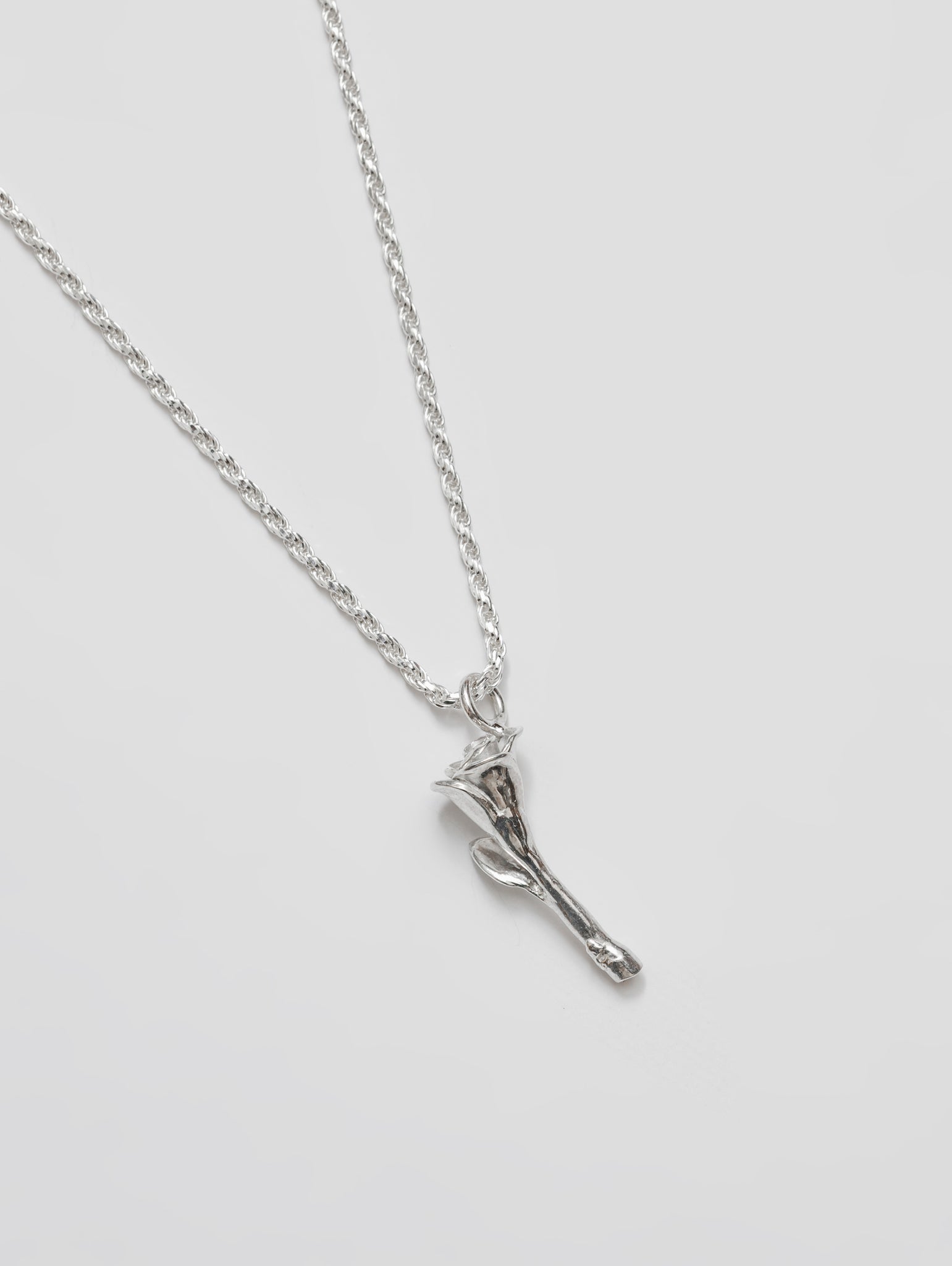 Rose Charm Necklace in Sterling Silver