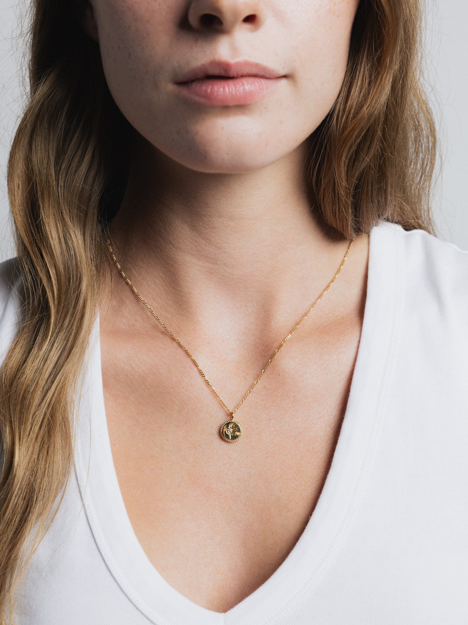Mini Rose Coin Charm Necklace in Gold – WOLF CIRCUS JEWELRY