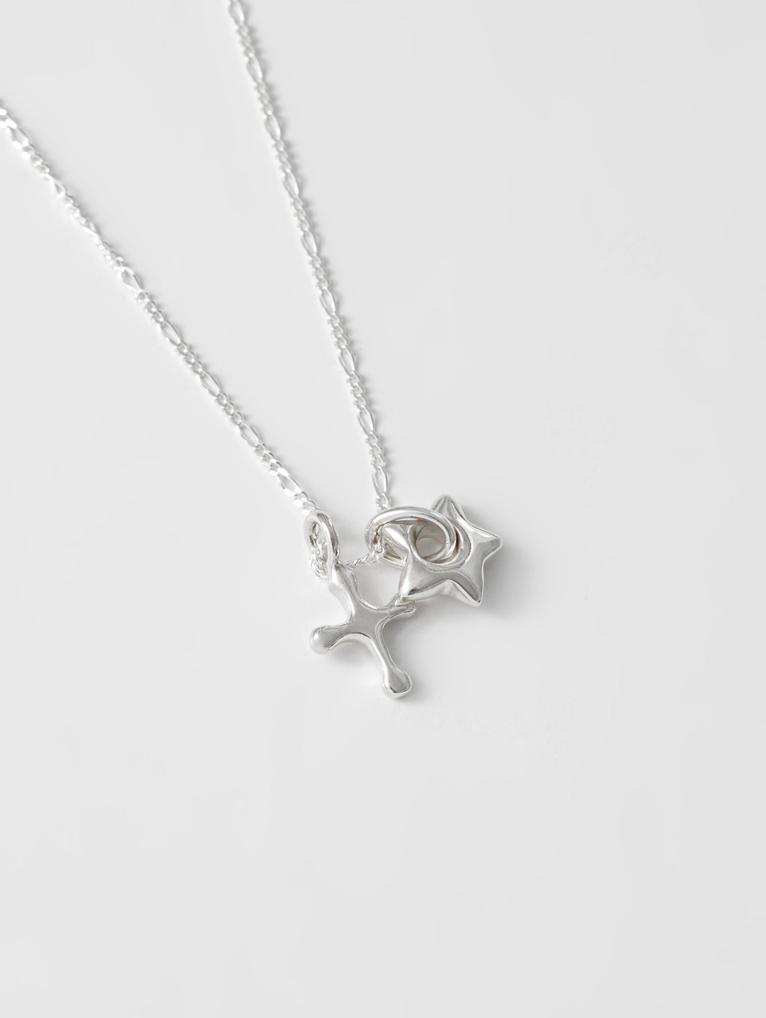 Wolf Circus Charm Necklace on Figaro Chain in Sterling Silver-Necklaces-wolfcircus.com