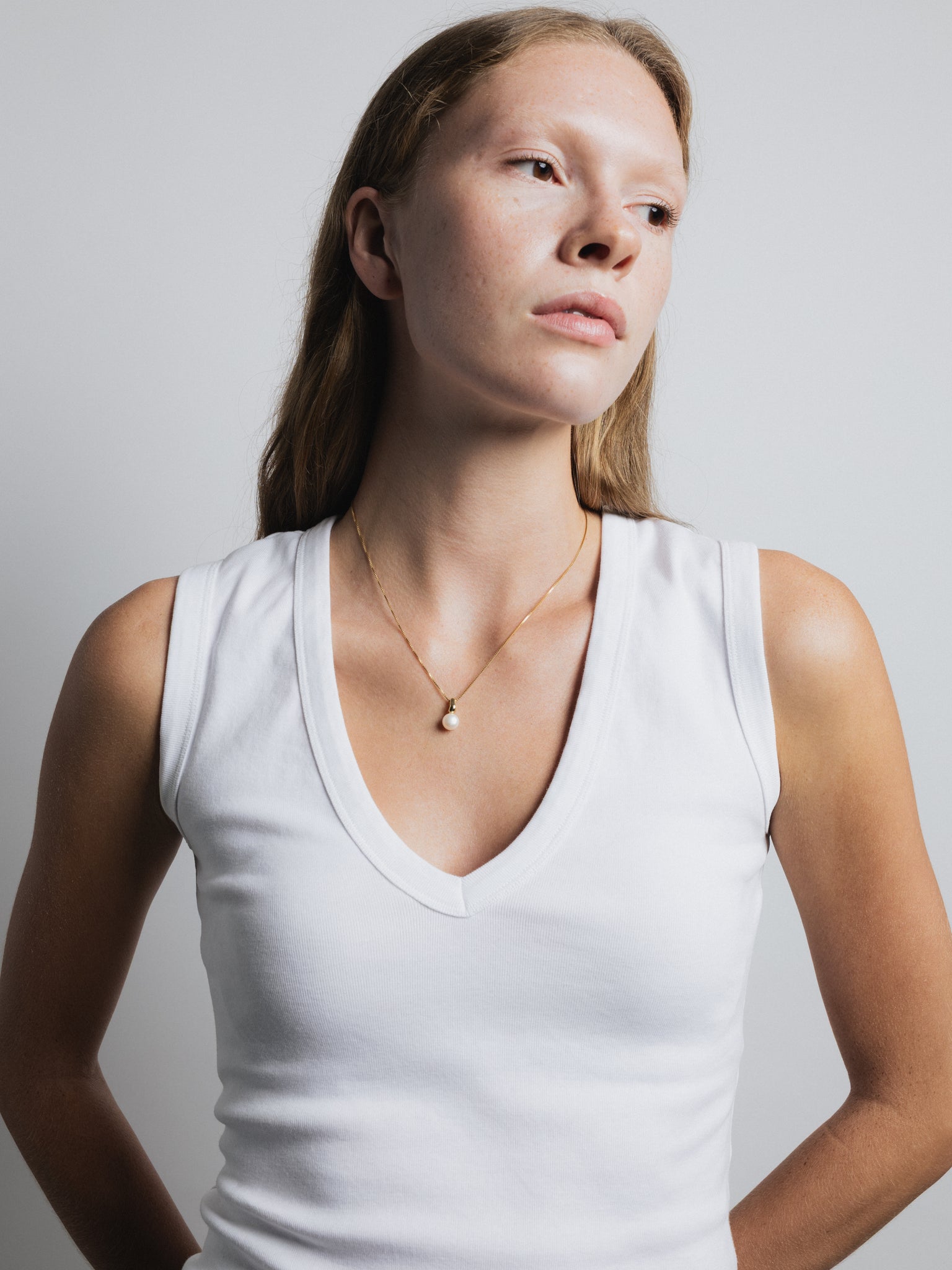 Wolf Circus Timeless Pearl Pendant Necklace in 14k Gold Plated Bronze | Emmy Necklace in Gold-Necklaces-wolfcircus.com