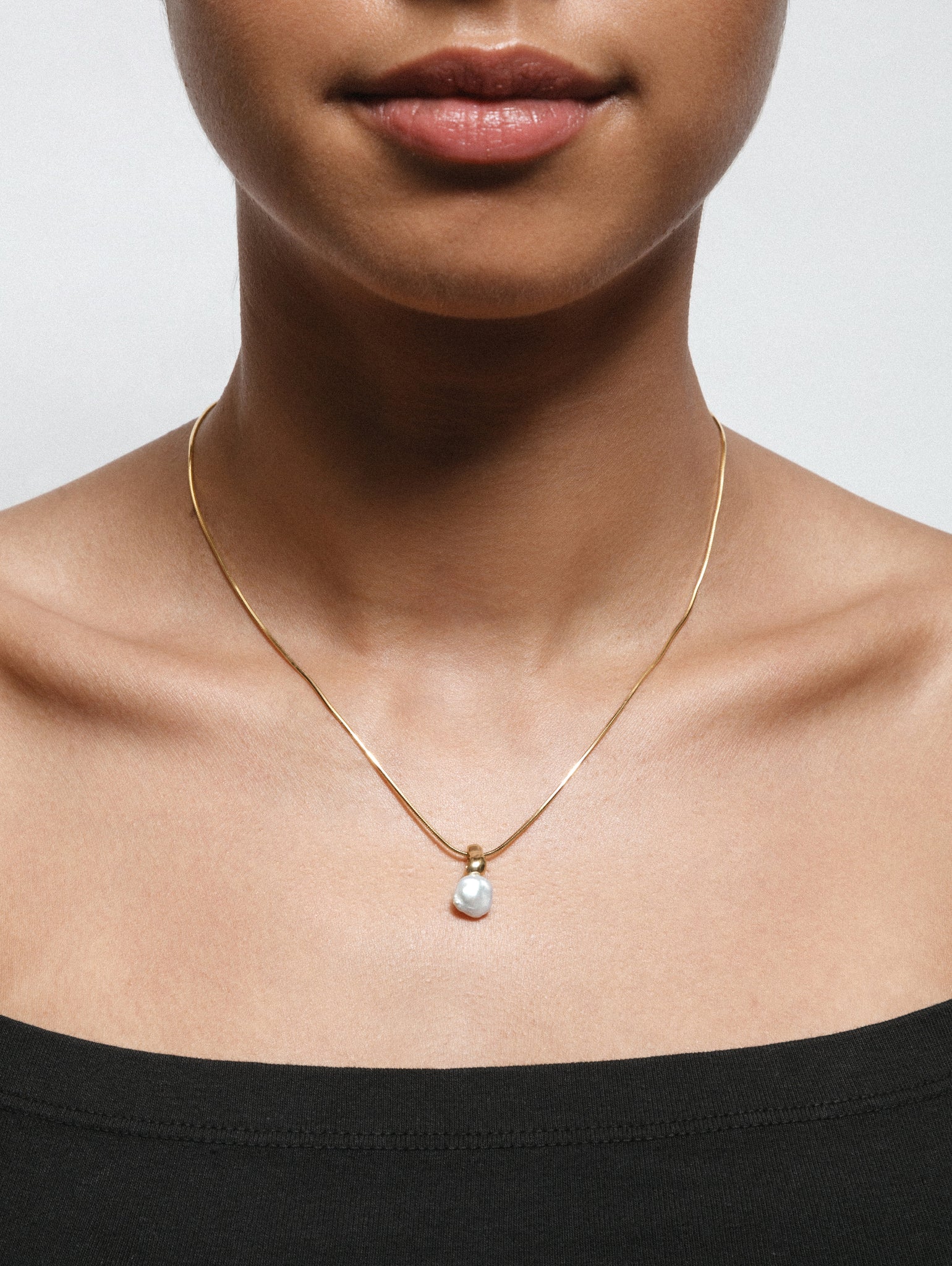 Wolf Circus Timeless Pearl Pendant Necklace in 14k Gold Plated Bronze | Emmy Necklace in Gold-Necklaces-wolfcircus.com