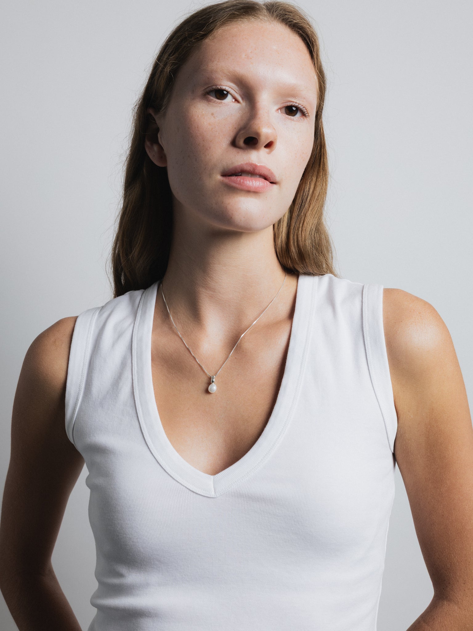 Wolf Circus Timeless Pearl Pendant Necklace in 925 Sterling Silver | Emmy Necklace in Sterling Silver-Necklaces-wolfcircus.com