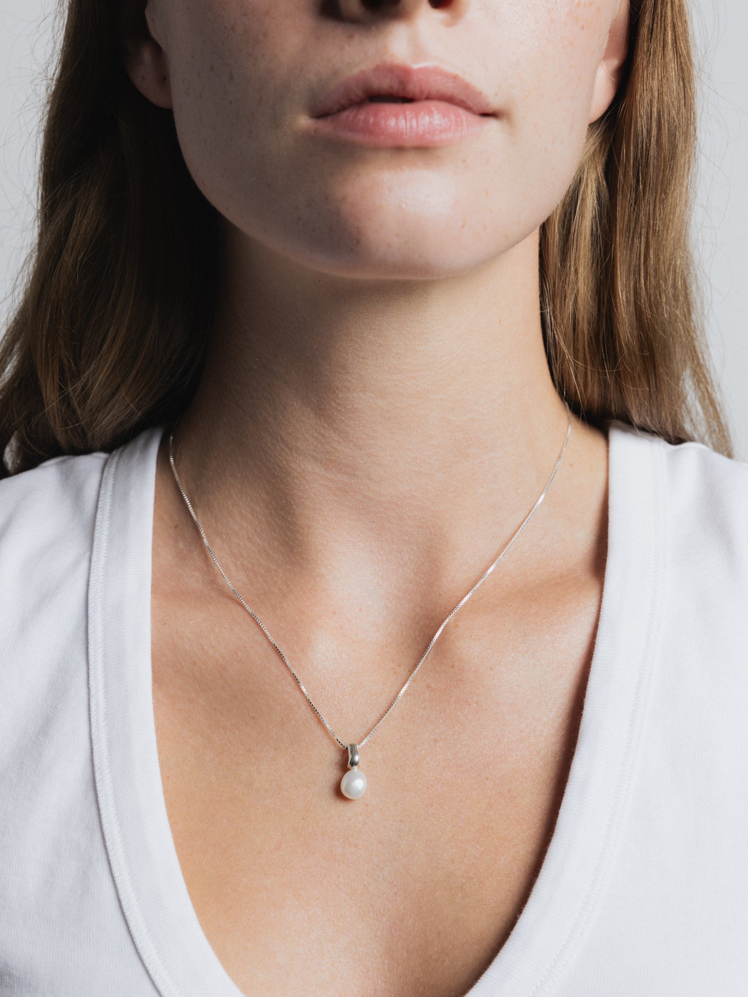 Wolf Circus Timeless Pearl Pendant Necklace in 925 Sterling Silver | Emmy Necklace in Sterling Silver-Necklaces-wolfcircus.com