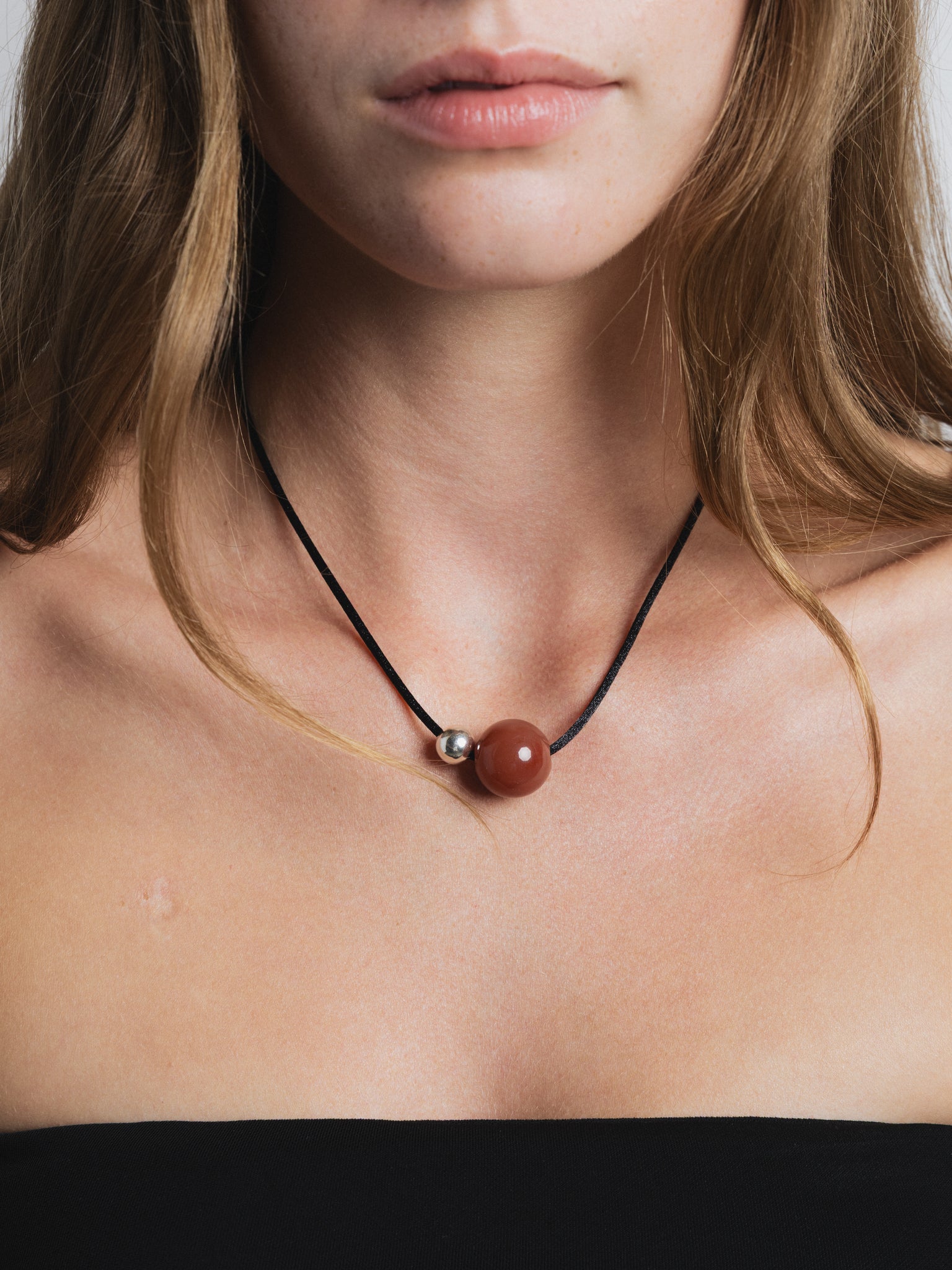 Leigh Necklace in Red Agate and Sterling Silver