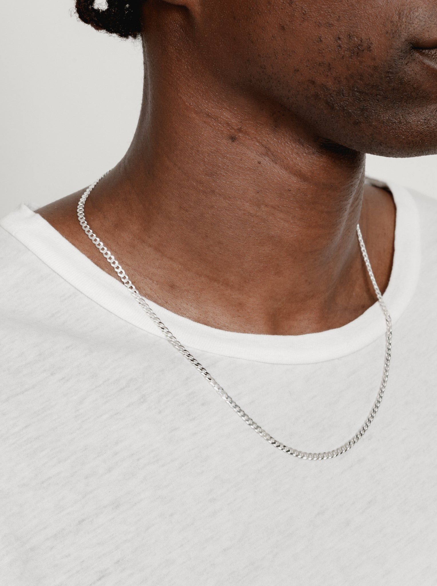 Wolf Circus-Wolf Circus Curb Chain Necklace Sterling Silver Diamond Cut | Liam Necklace in Sterling Silver-
