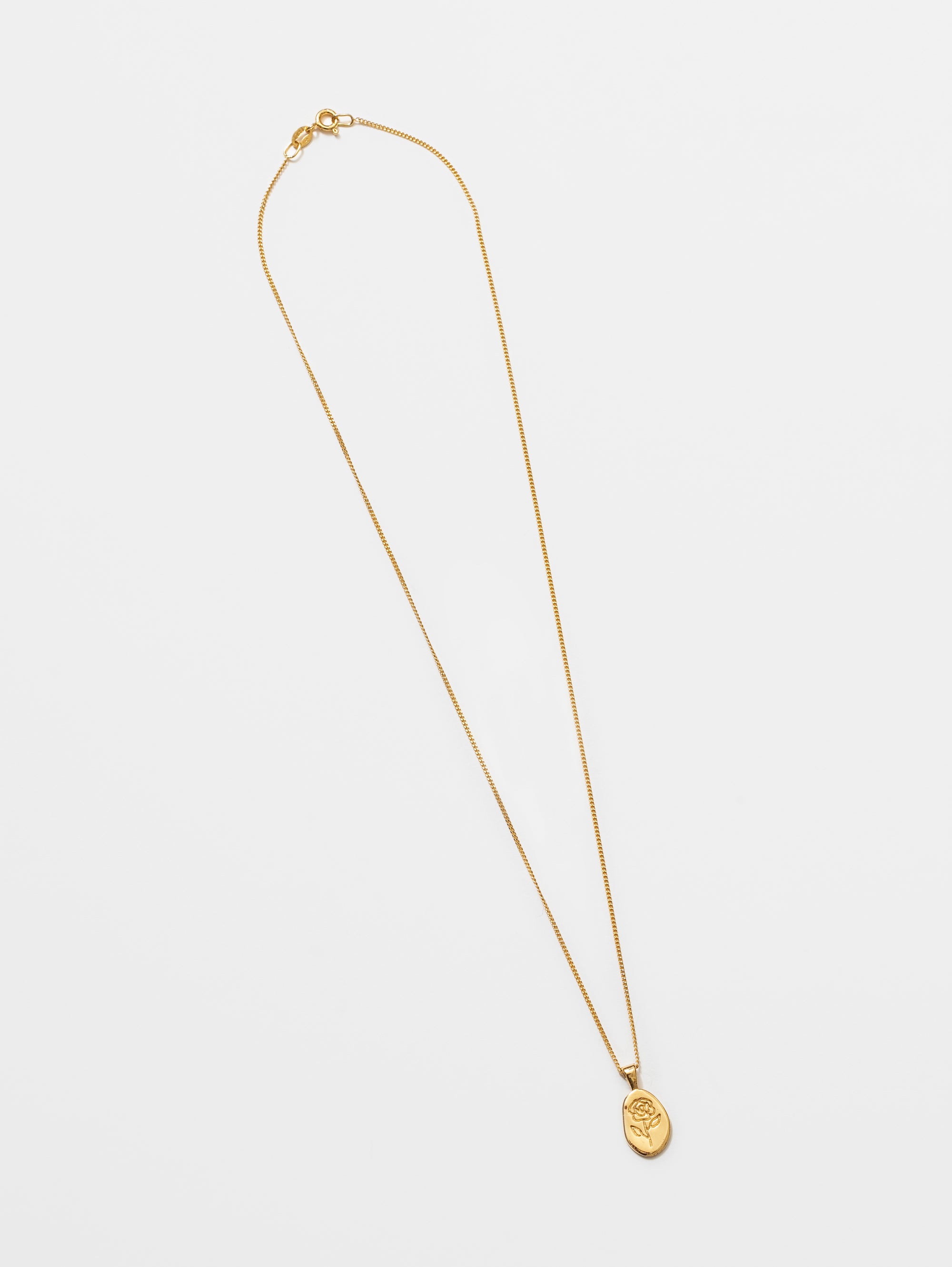 【WOLF CIRCUS】カナダ製 ローズ刻印ネックレス Rose Necklace Wolf Circus Engraved Rose Pendant Necklace in 14k Gold