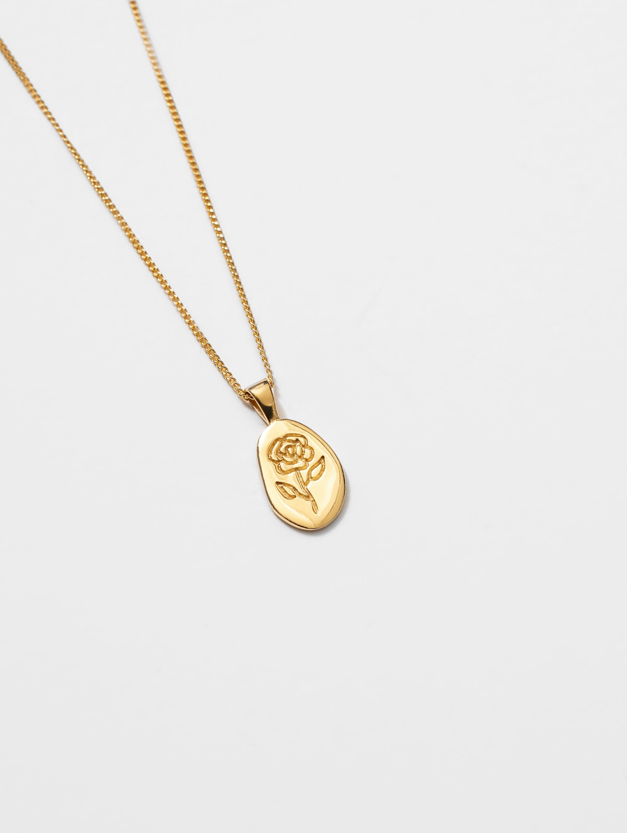 Wolf Circus Engraved Rose Pendant Necklace in 14k Gold Plated | Recycled Metals-Necklaces-wolfcircus.com