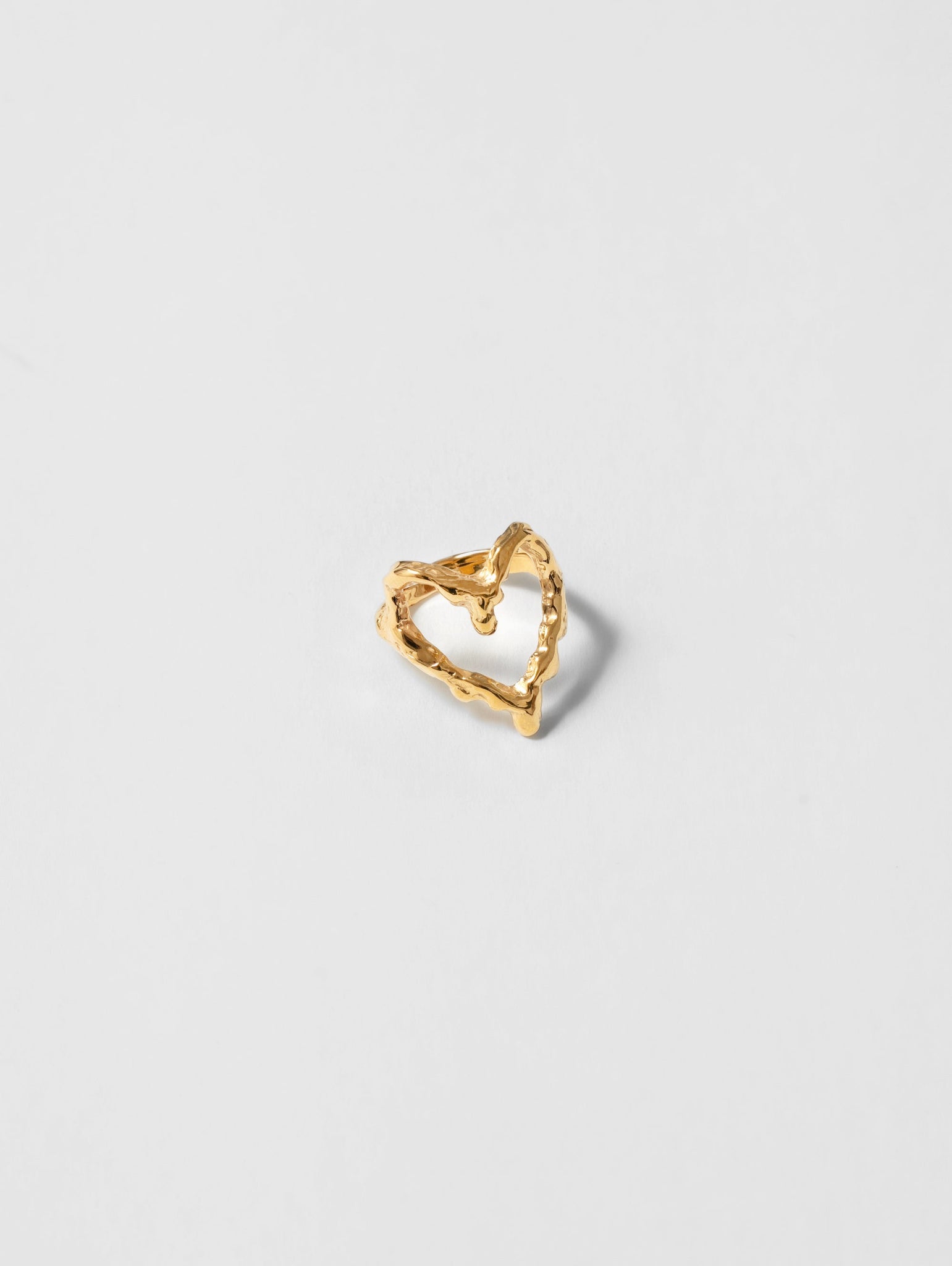 Wolf Circus Heart Outline Ring Textured 14k Gold Plated Romantic | Recycled Materials | Carmen Ring-Rings-wolfcircus.com