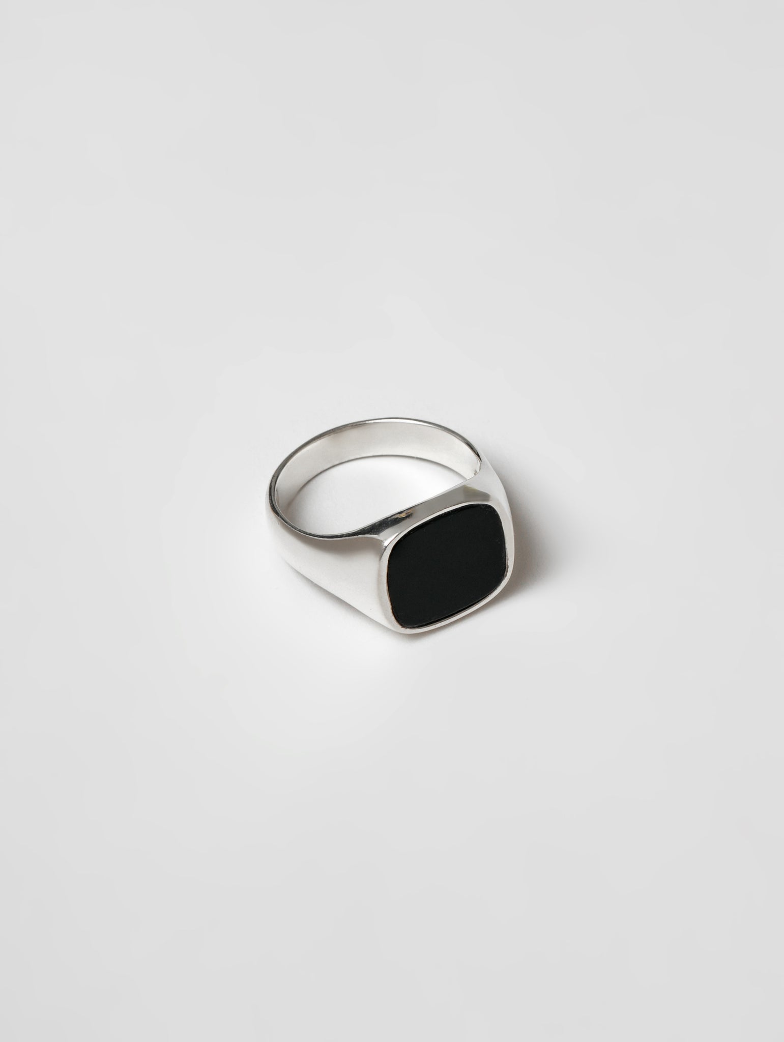 Wolf Circus Classic Unisex Square Natural Gemstone Inlay Signet Black Stone 925 Sterling Silver | Jules Ring in Onyx and Sterling Silver-Rings-wolfcircus.com
