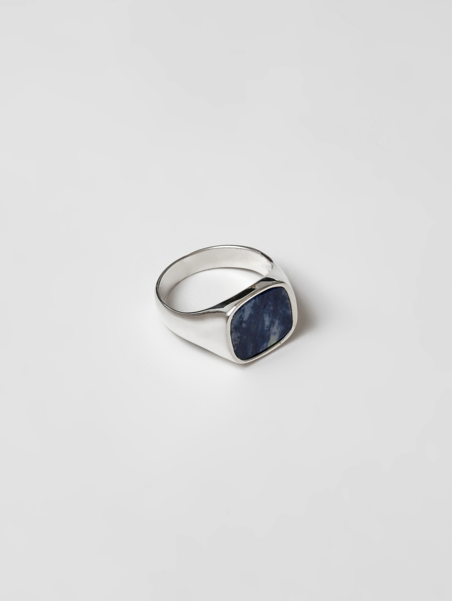 Wolf Circus Classic Unisex Square Natural Gemstone Inlay Signet Ocean Blue Stone 925 Sterling Silver | Jules Ring in Sodalite and Sterling Silver-Rings-wolfcircus.com