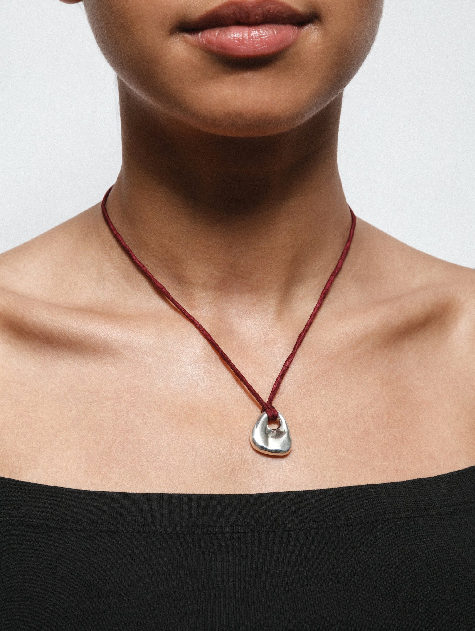 Wolf Circus Cord Necklace Choker with Statement Pendant Silver | Dion Necklace in Red-Necklaces-wolfcircus.com