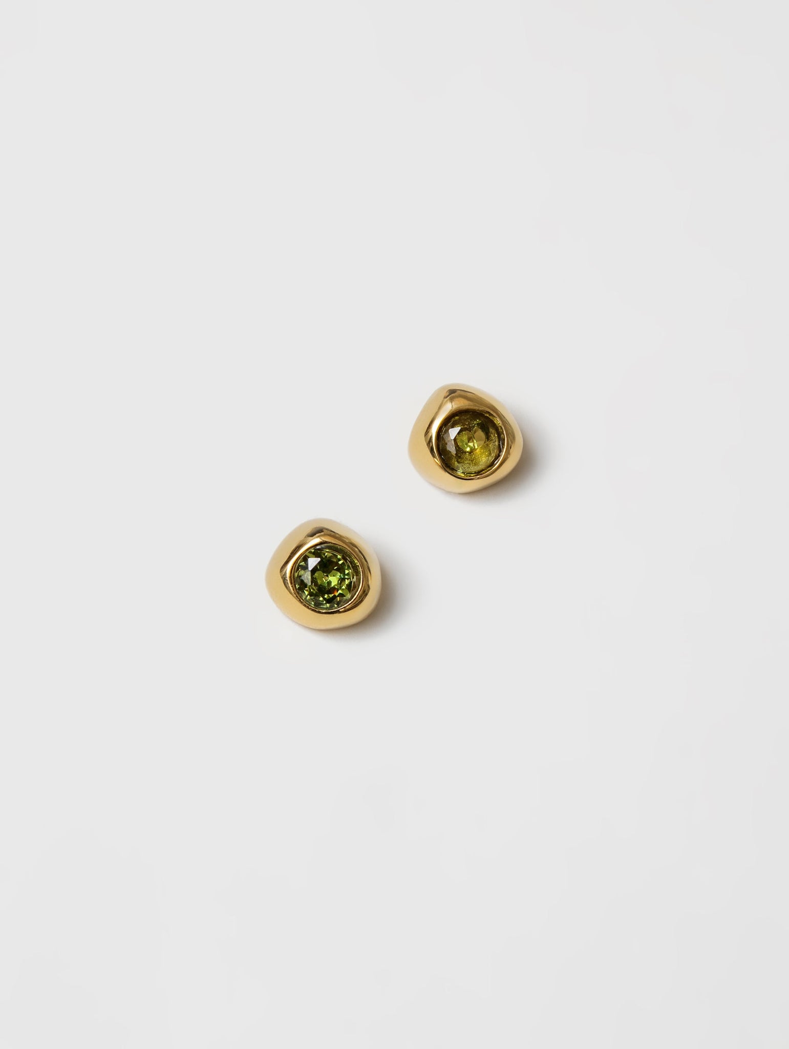 Wolf Circus Orla Studs in Green & Gold | Minimalist Pebble Studs Peridot Gemstone Earrings-Earrings-wolfcircus.com