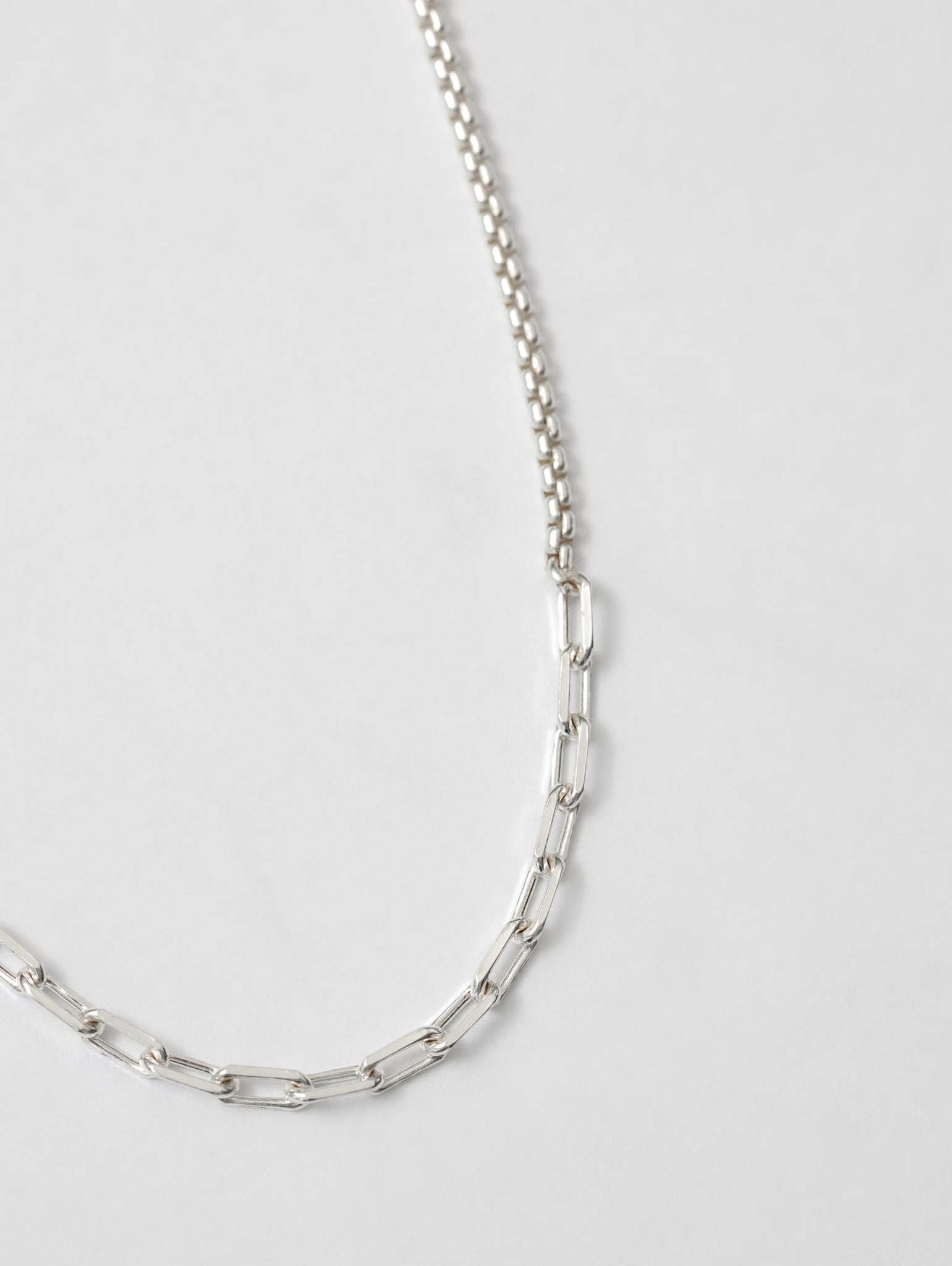 Wolf Circus Minimalist Unisex Combination Box Chain Link Layering Necklace 925 Sterling Silver | Elliot Necklace in Sterling Silver-Necklaces-wolfcircus.com