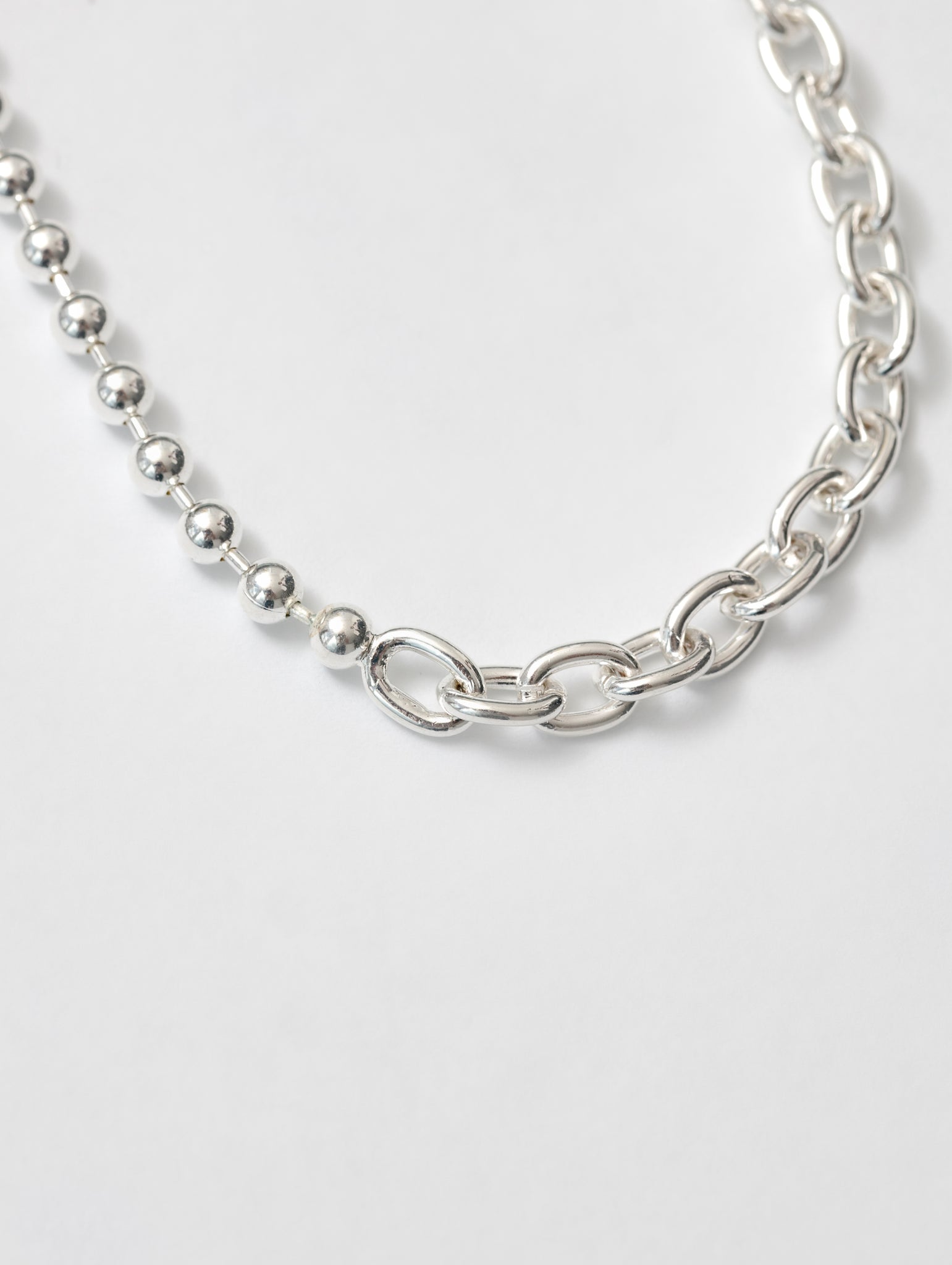 Wolf Circus Statement Unisex Combination Ball Oval Chain Link 925 Sterling Silver Necklace | Noah Necklace in Sterling Silver-Necklaces-wolfcircus.com