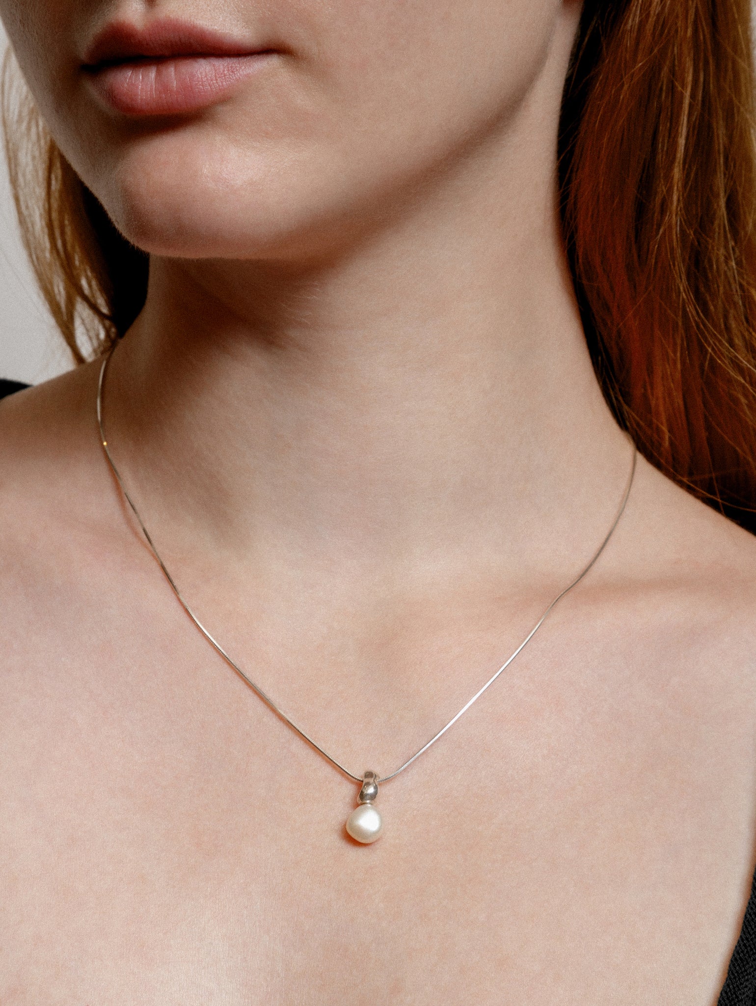 Wolf Circus Timeless Pearl Pendant Necklace in 925 Sterling Silver | Emmy Necklace in Sterling Silver-Necklaces-wolfcircus.com