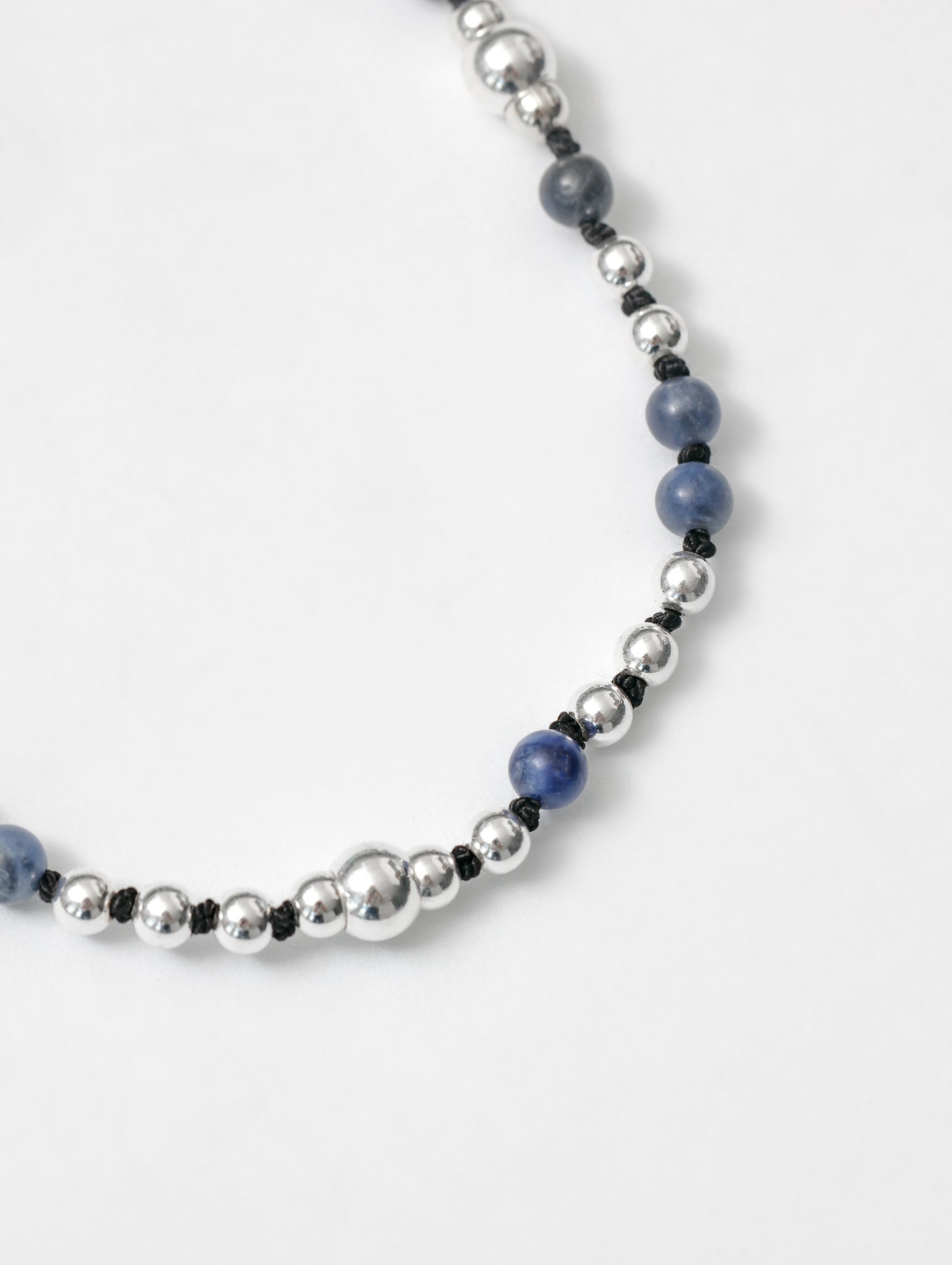 Wolf Circus Unique Unisex Knotted Bead Necklace Blue Natural Gemstone 925 Sterling Silver Jewelry